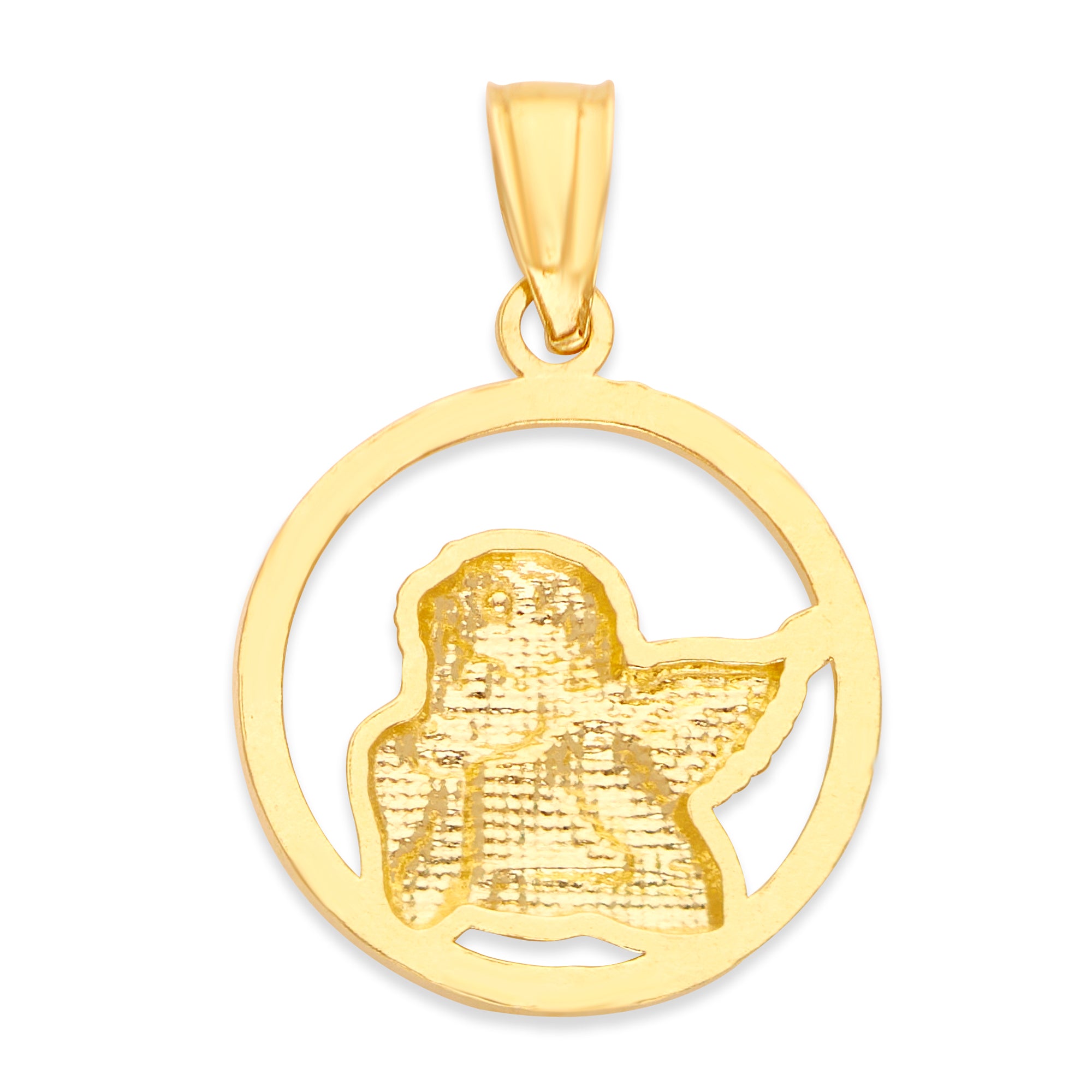 Solid 10k/14k Gold Angel Charm - Religious Jewelry for Protection