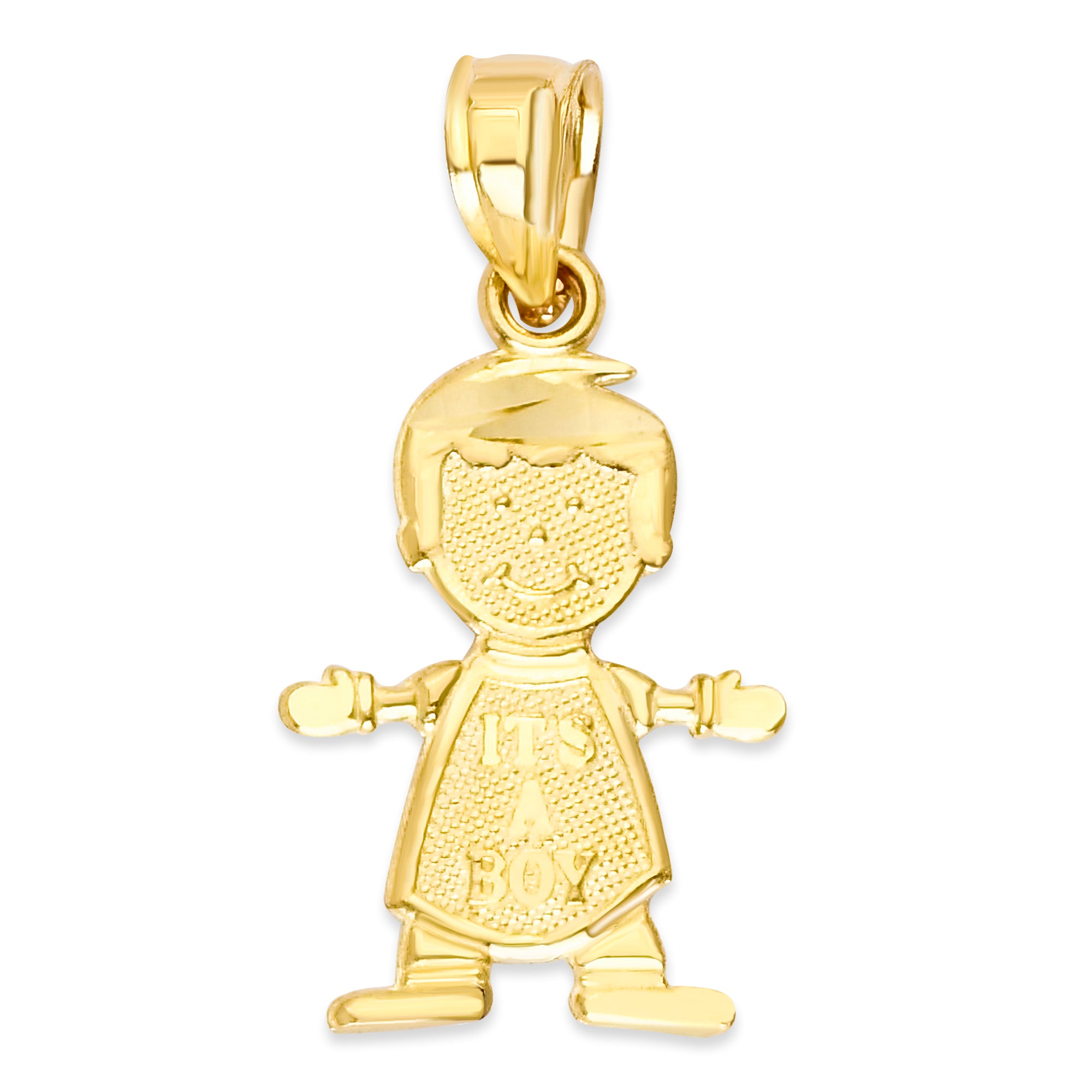 10k/14k Solid Gold "It's a Boy" Charm Pendant, Newborn Baby Gift