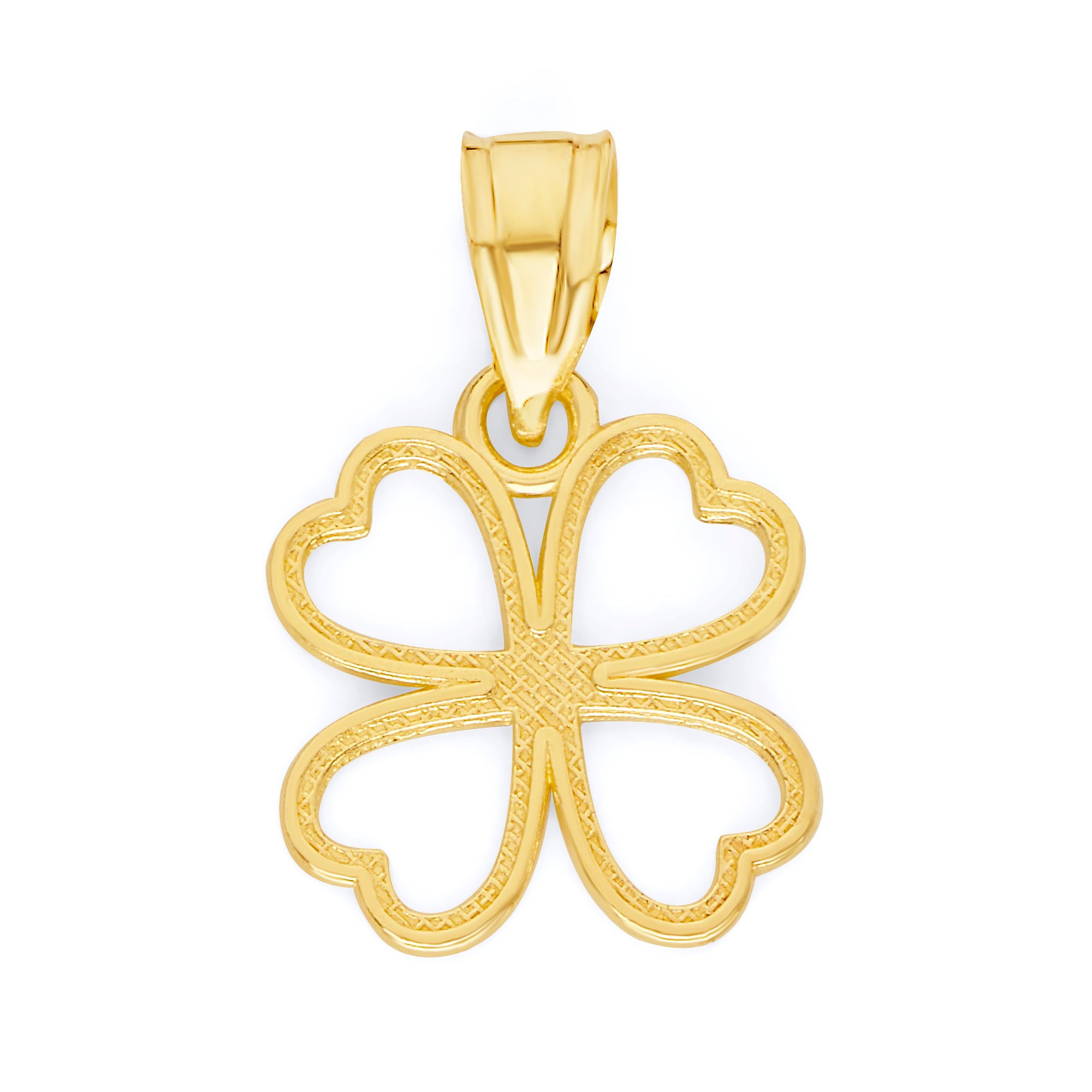 Solid Gold Four Leaf Clover Pendant - 10k or 14k