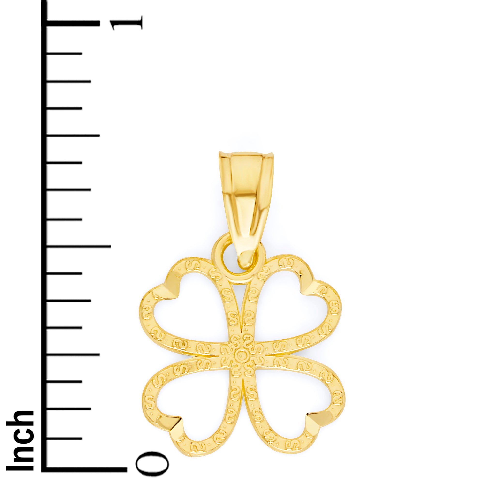 Solid Gold Four Leaf Clover Pendant - 10k or 14k