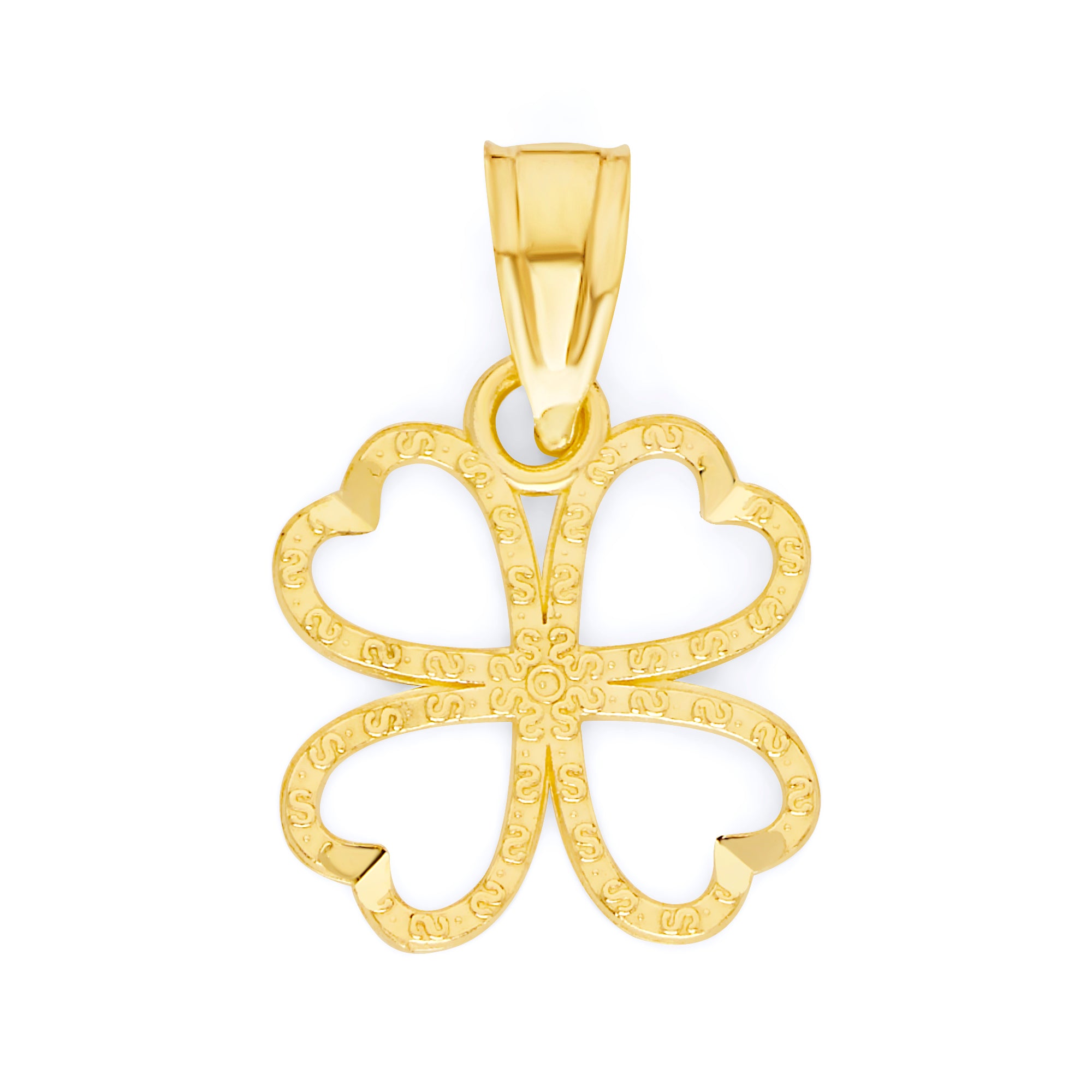 Solid Gold Four Leaf Clover Pendant - 10k or 14k