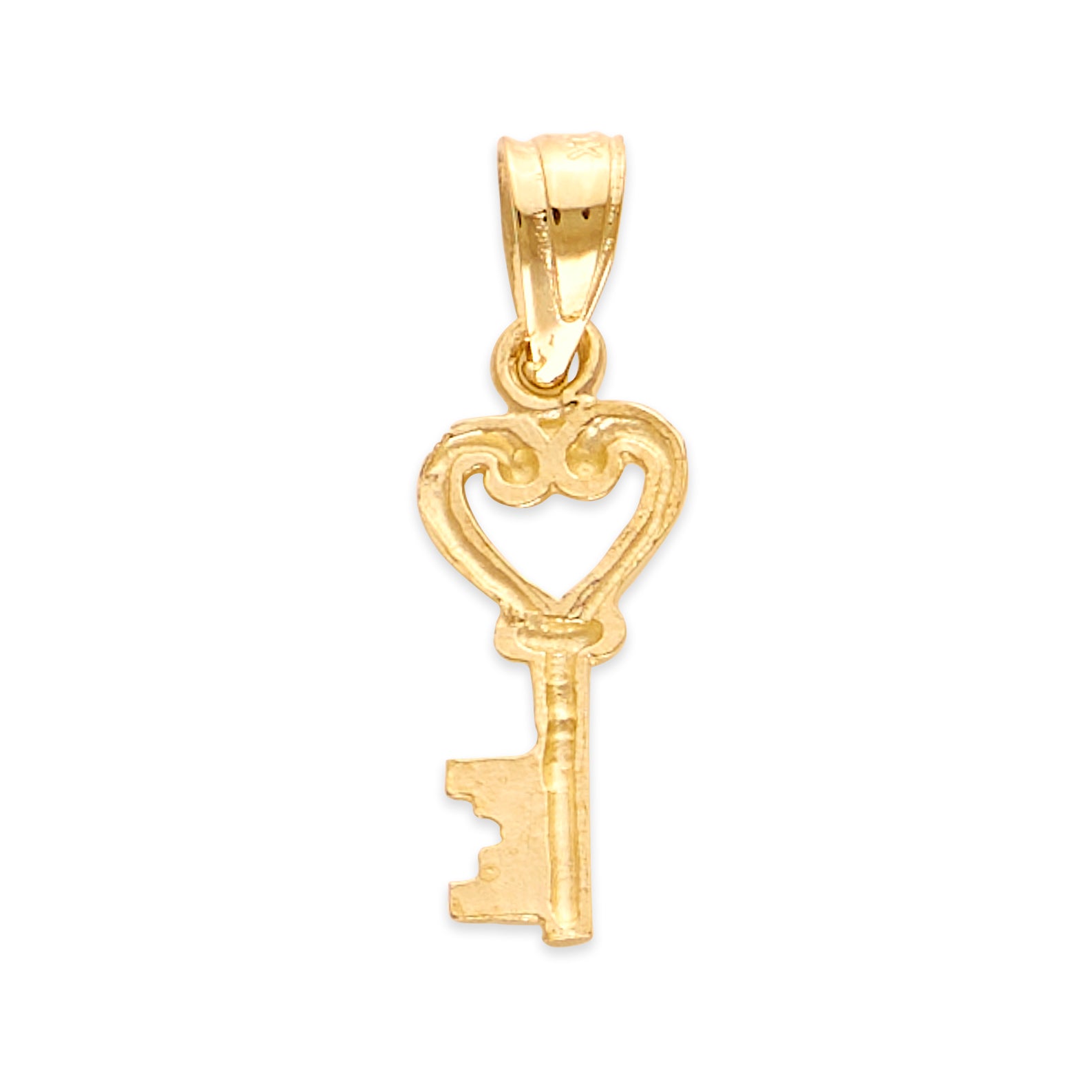 Solid 10k/14k Gold Heart Key Pendant