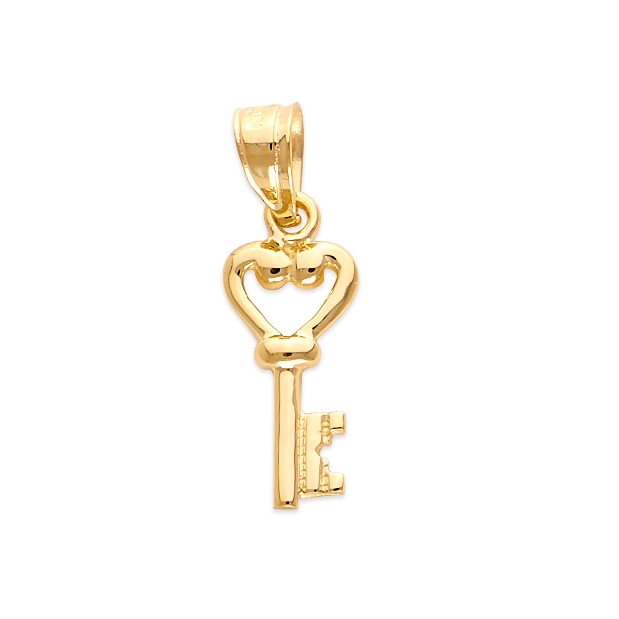 Solid 10k/14k Gold Heart Key Pendant