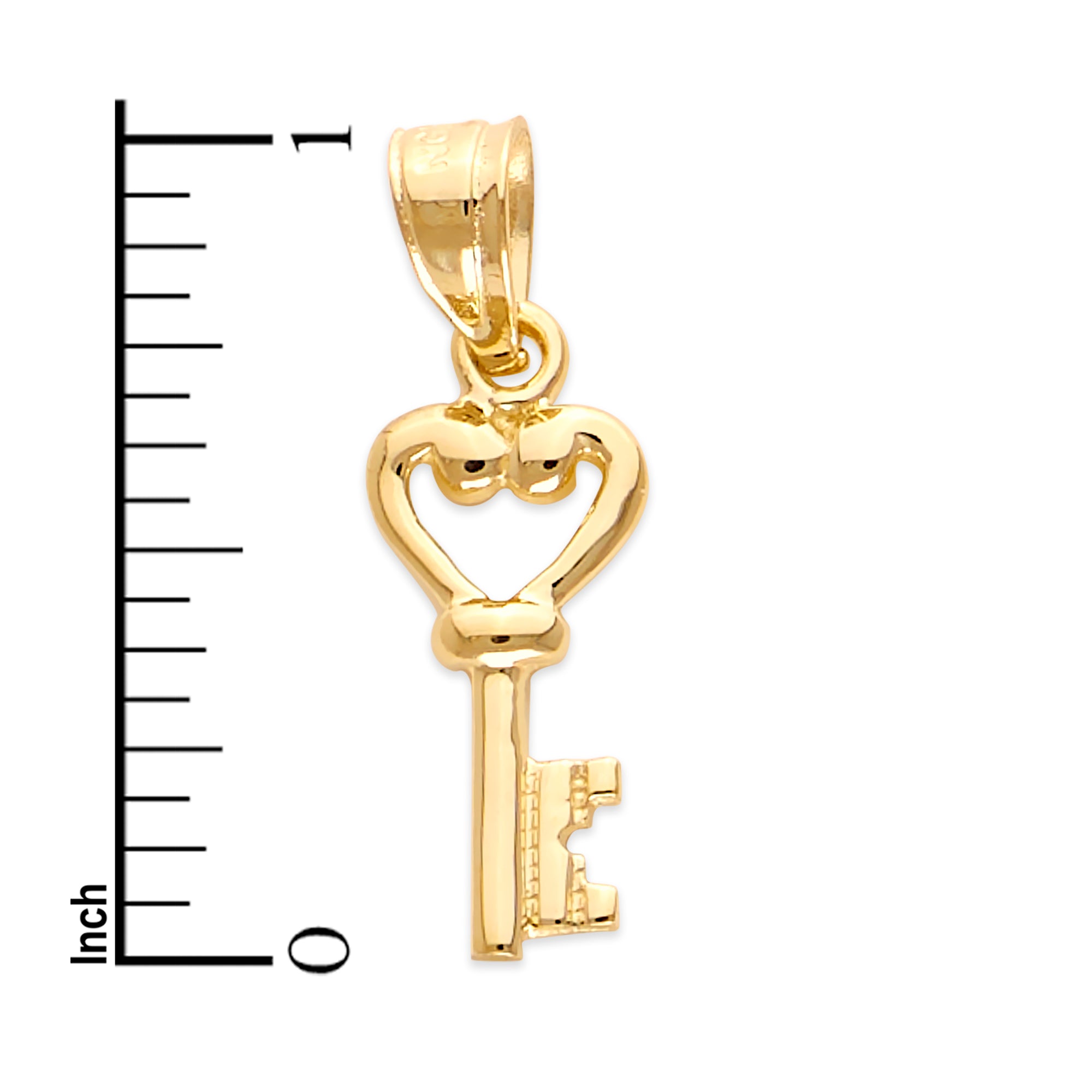 Solid 10k/14k Gold Heart Key Pendant