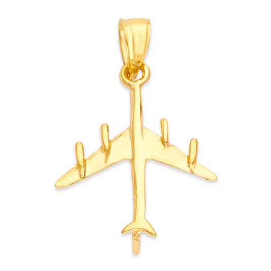 Solid Gold Airplane Pendant - 10k or 14k