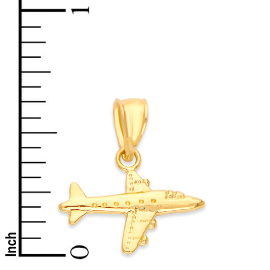 Solid Gold Airplane Pendant - 10k or 14k