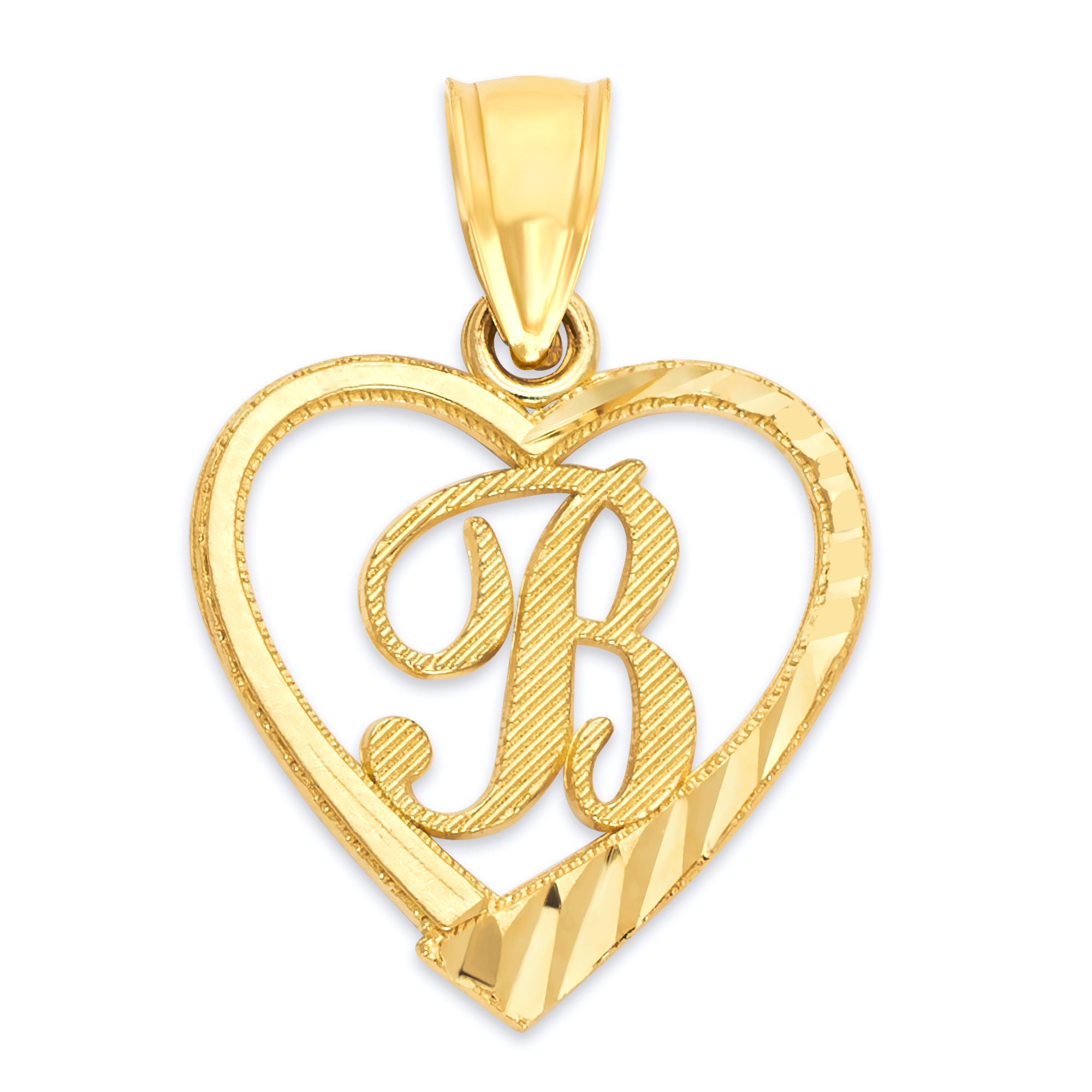 10k/14k Solid Gold Heart Initial Pendant - Personalized Jewelry Gifts