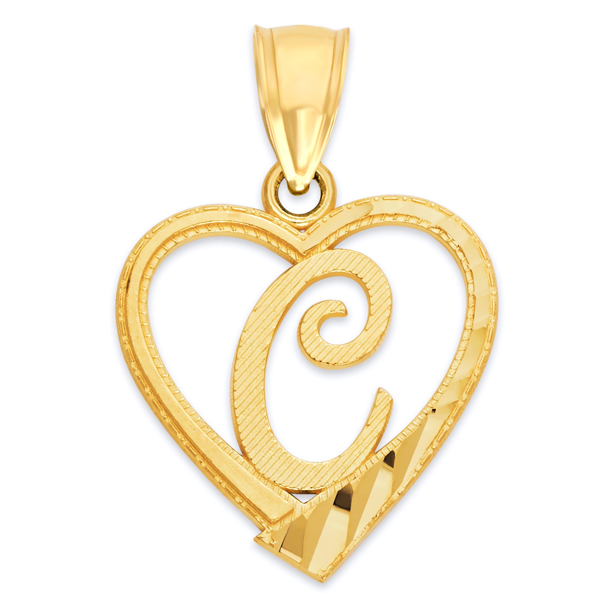 10k/14k Solid Gold Heart Initial Pendant - Personalized Jewelry Gifts