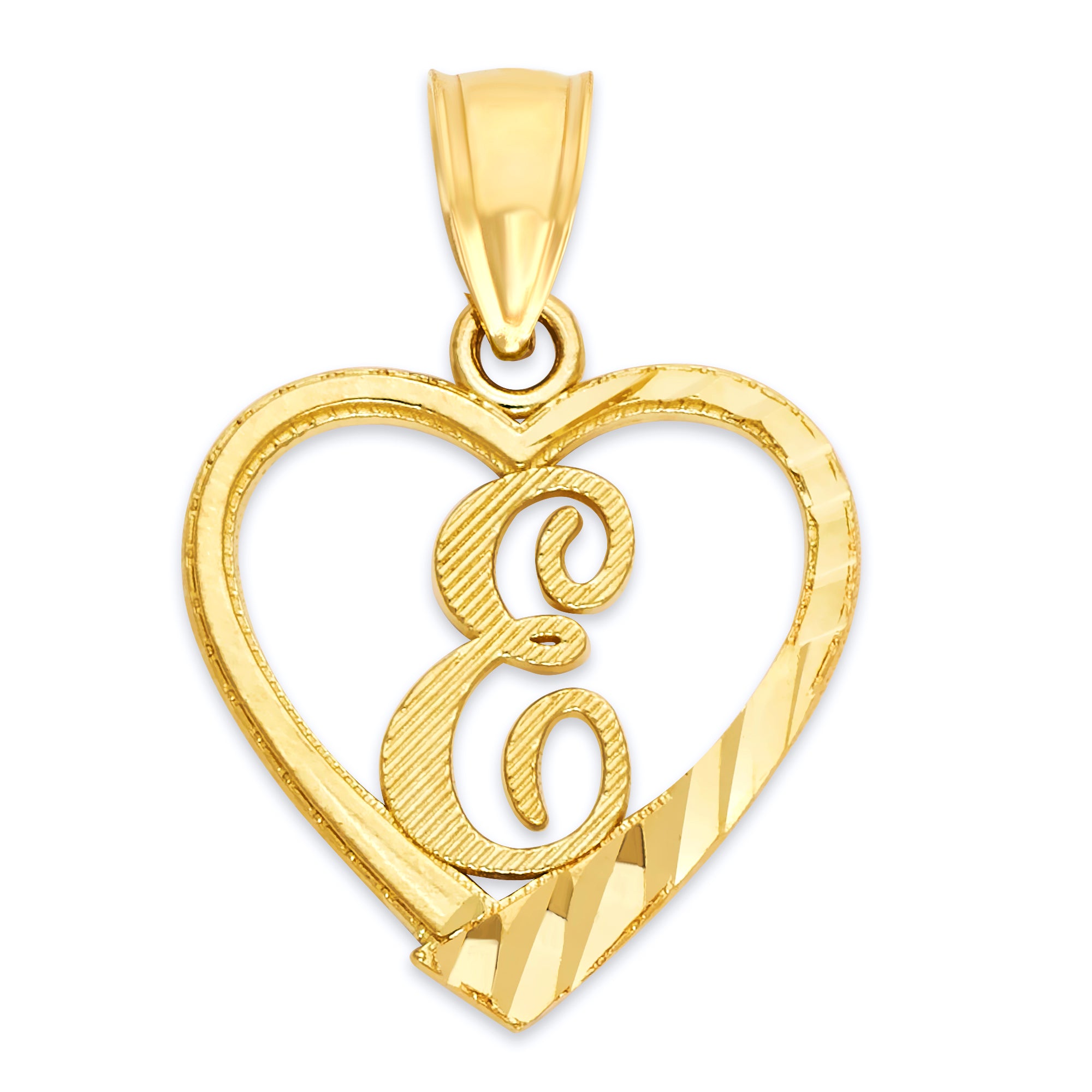 10k/14k Solid Gold Heart Initial Pendant - Personalized Jewelry Gifts