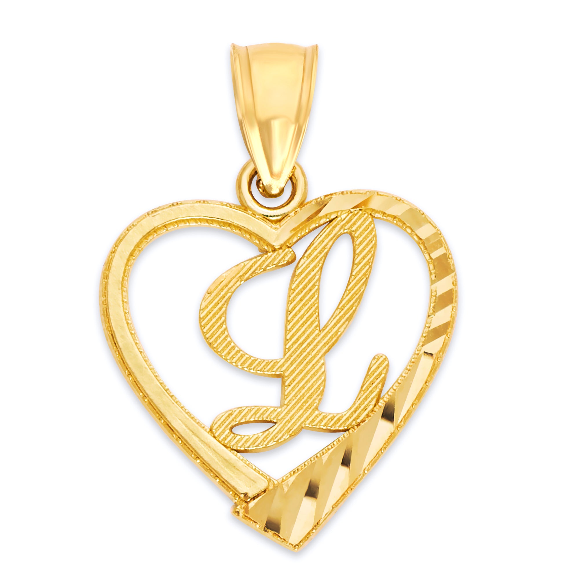 10k/14k Solid Gold Heart Initial Pendant - Personalized Jewelry Gifts