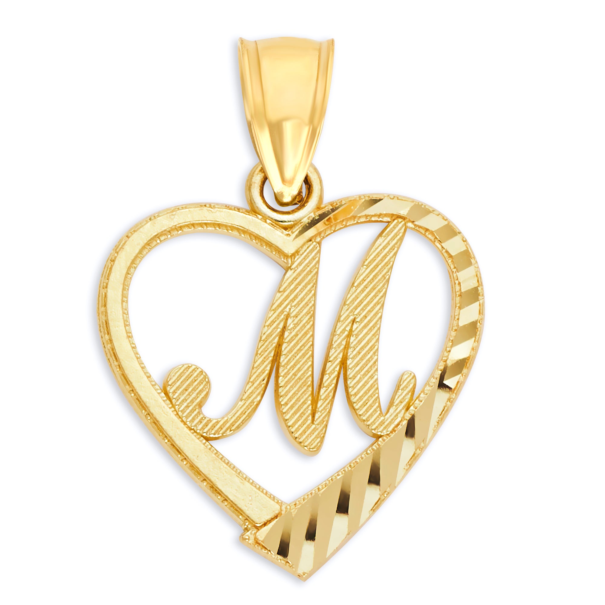 10k/14k Solid Gold Heart Initial Pendant - Personalized Jewelry Gifts