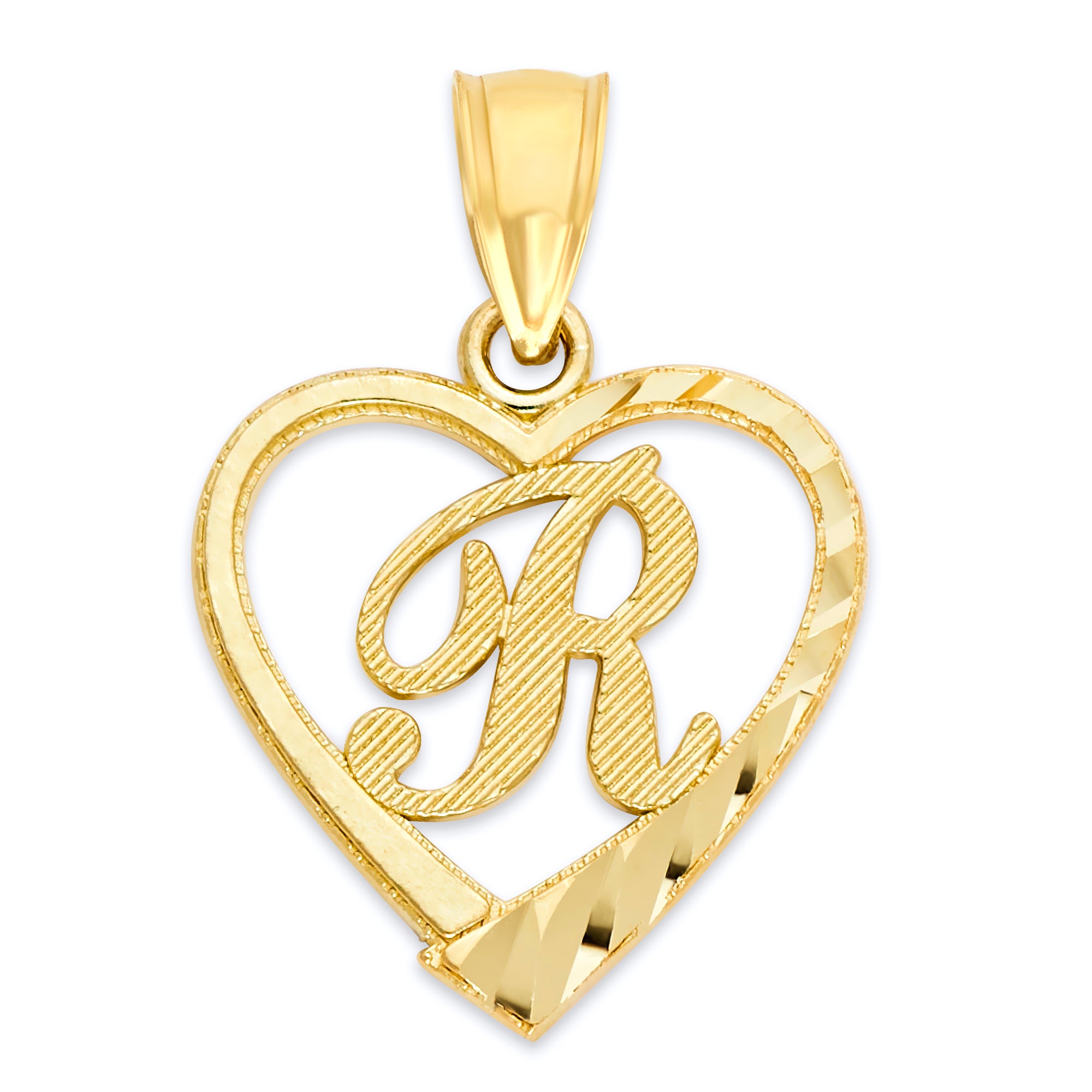 10k/14k Solid Gold Heart Initial Pendant - Personalized Jewelry Gifts