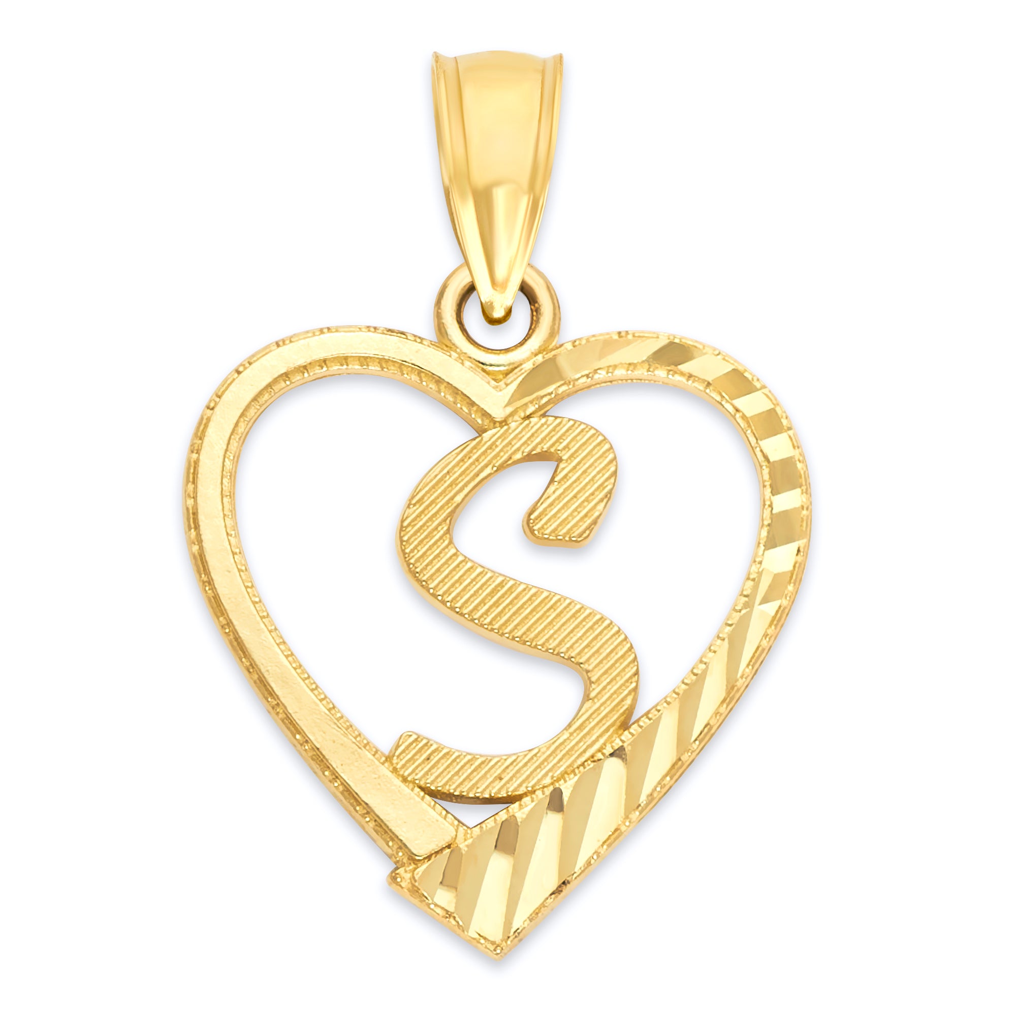 10k/14k Solid Gold Heart Initial Pendant - Personalized Jewelry Gifts