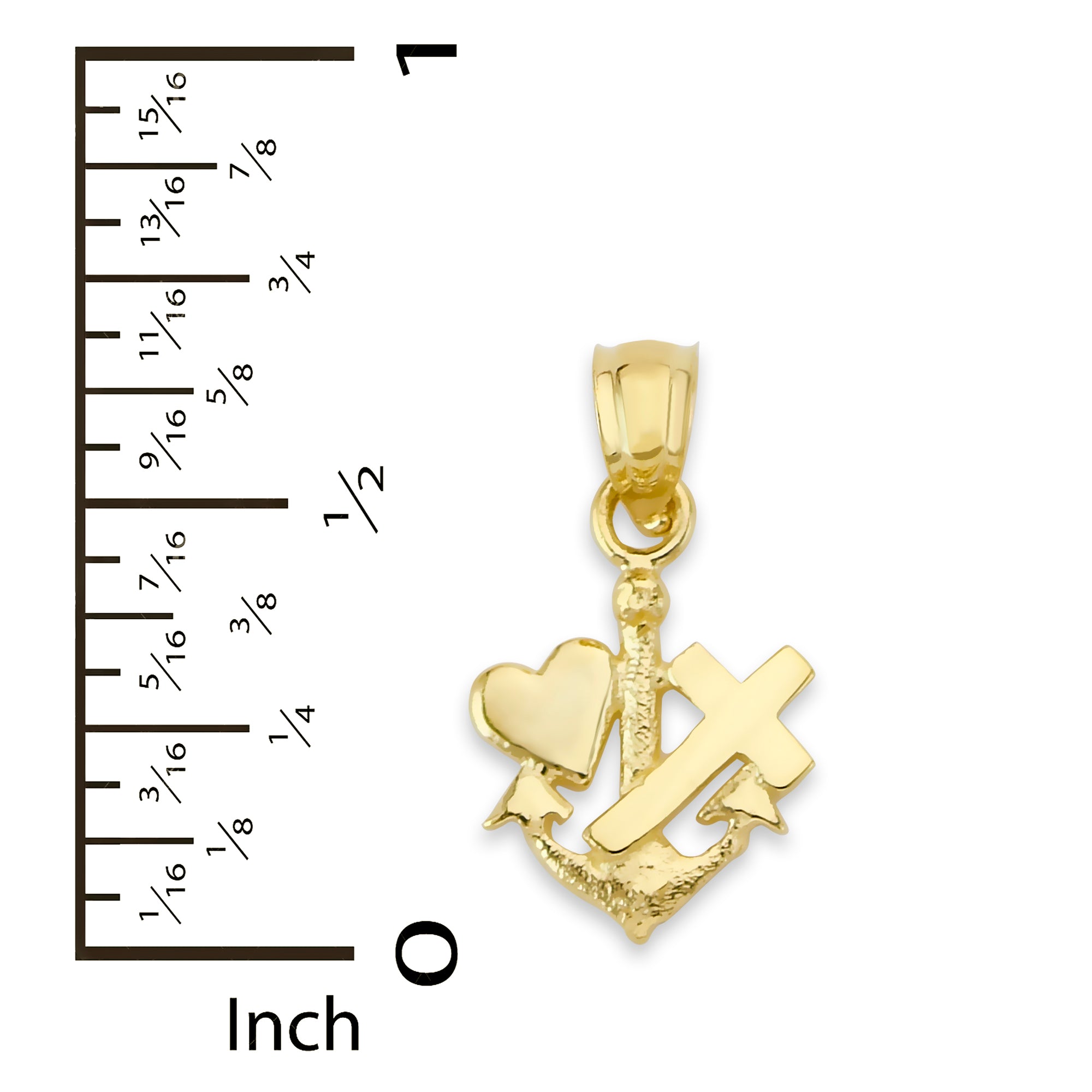 Solid Gold Hope Faith and Love Pendant - 10k or 14k