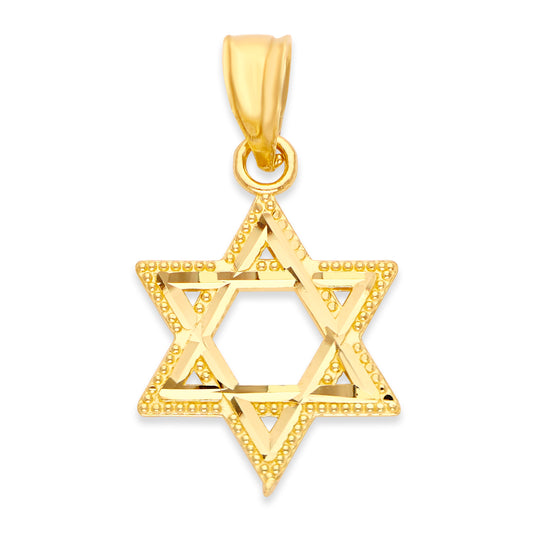 Solid 10k Gold Star of David Pendant