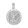Load image into Gallery viewer, 10k/14k Solid White Gold Saint Michael Pendant - Religious Jewelry for Protection
