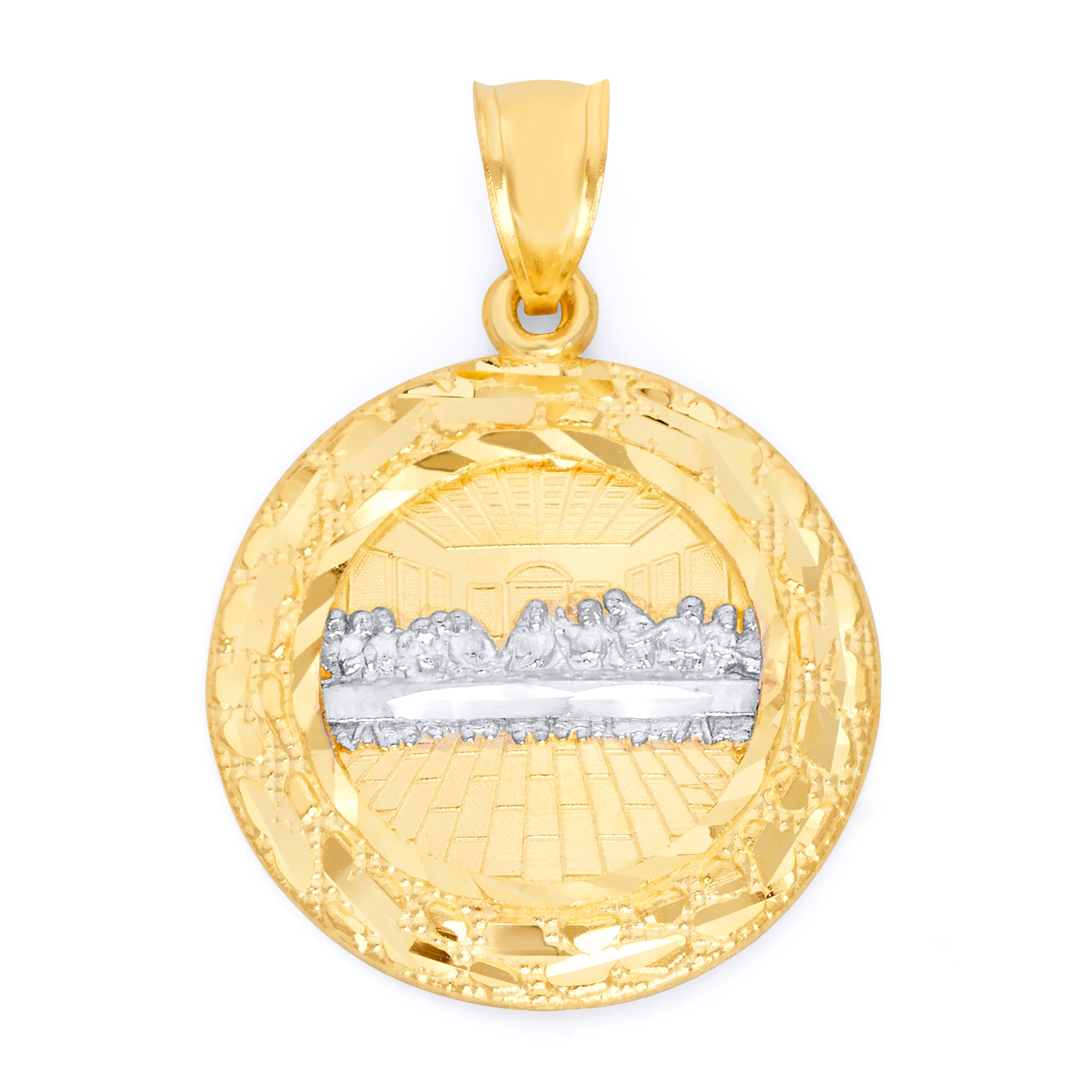 10k Solid Gold Last Supper Pendant - Religious Jesus Necklace