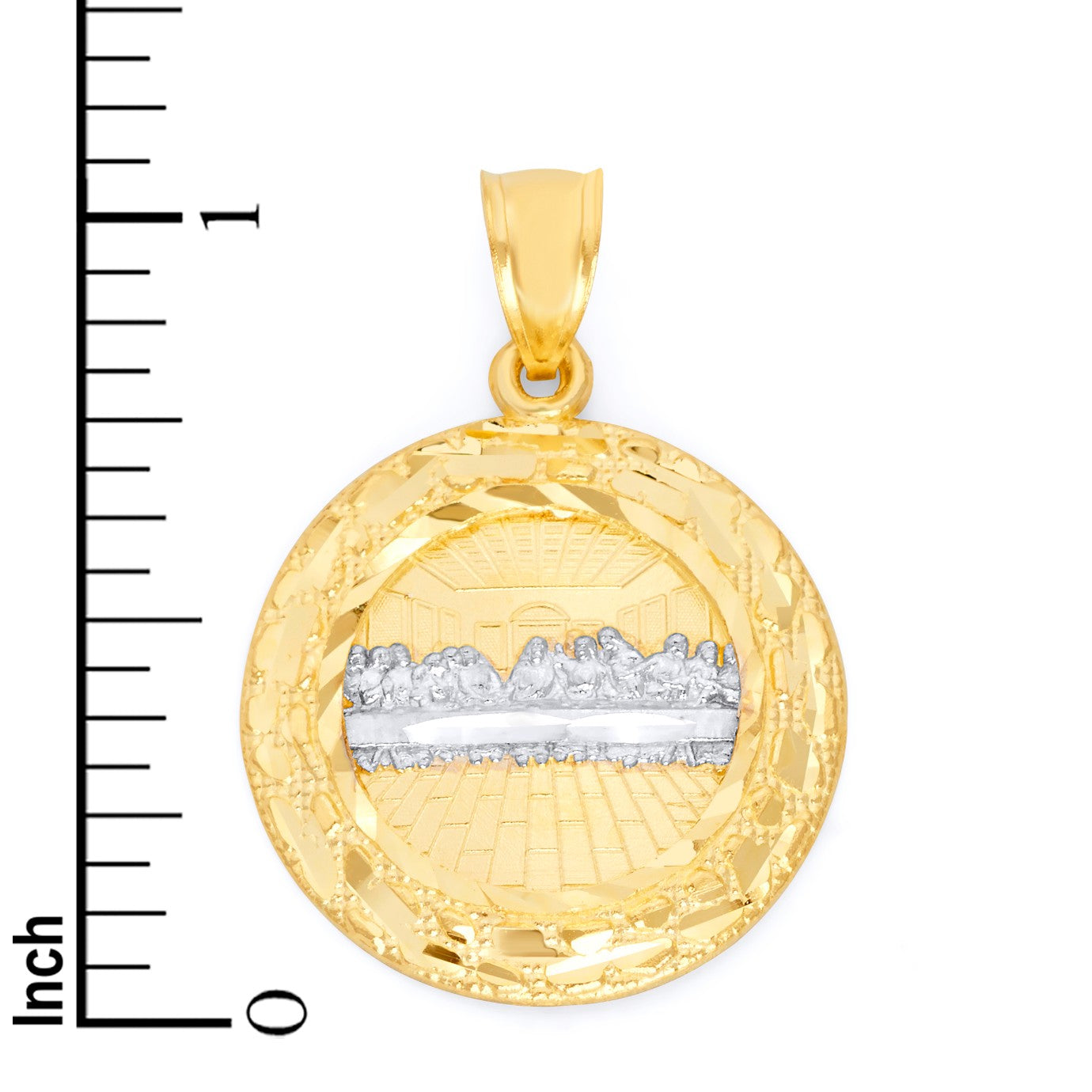 10k Solid Gold Last Supper Pendant - Religious Jesus Necklace