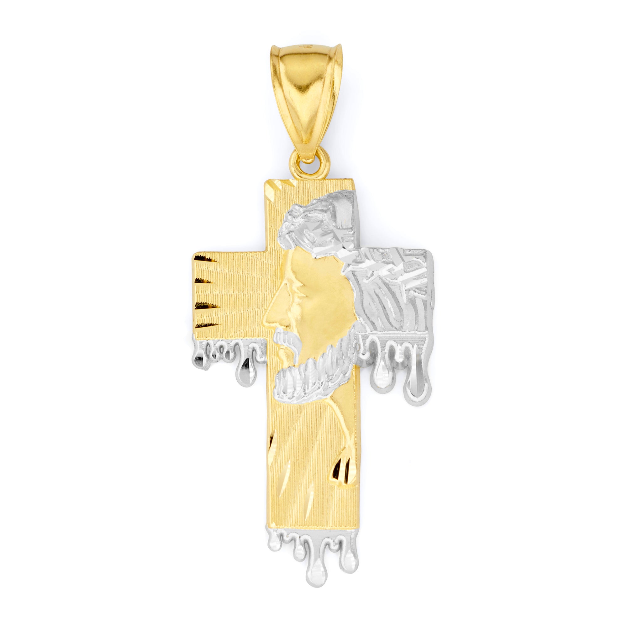 Solid Gold Cross with Jesus Pendant - 10k or 14k