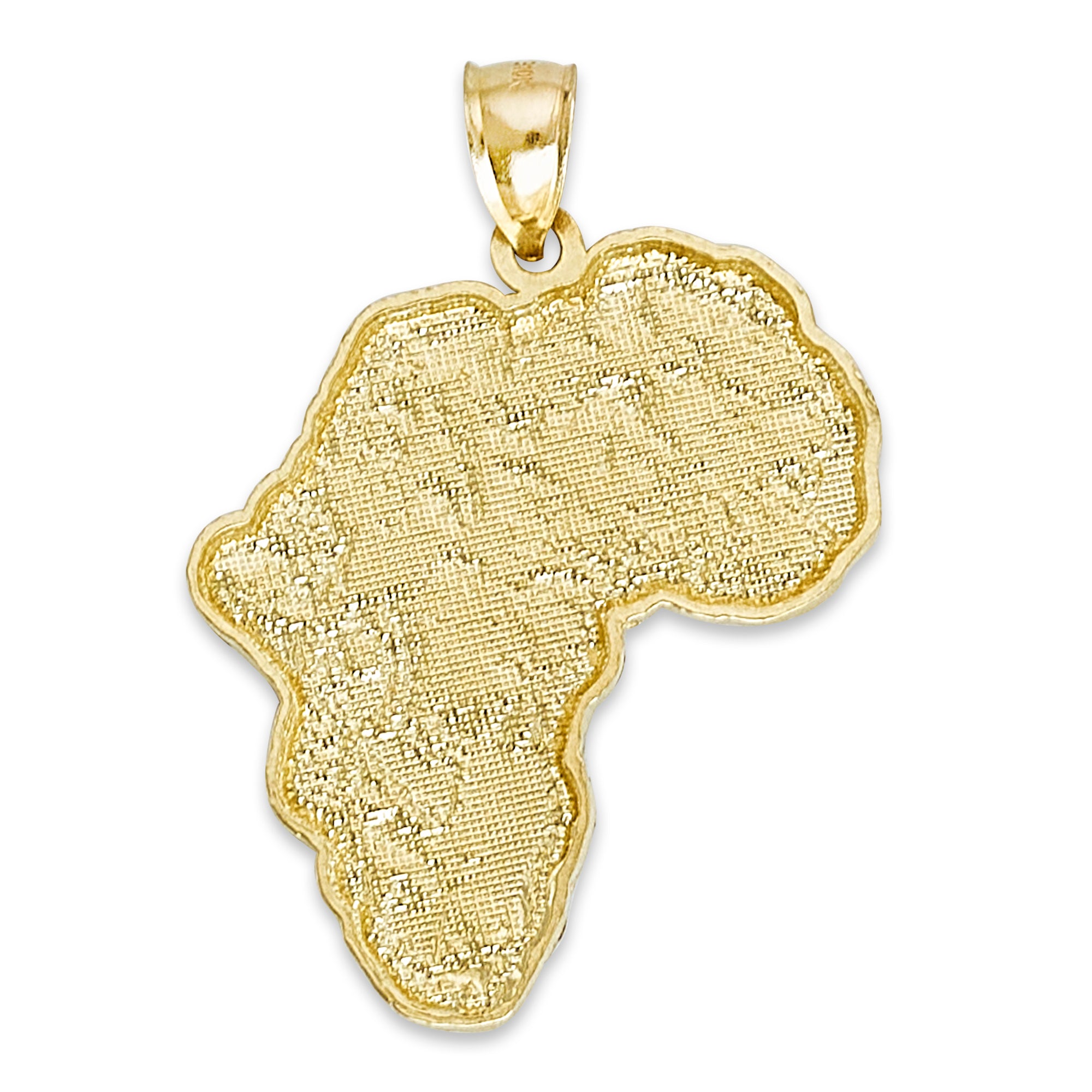 Solid Gold Africa Pendant: 10k/14k Diamond Cut African Map Necklace