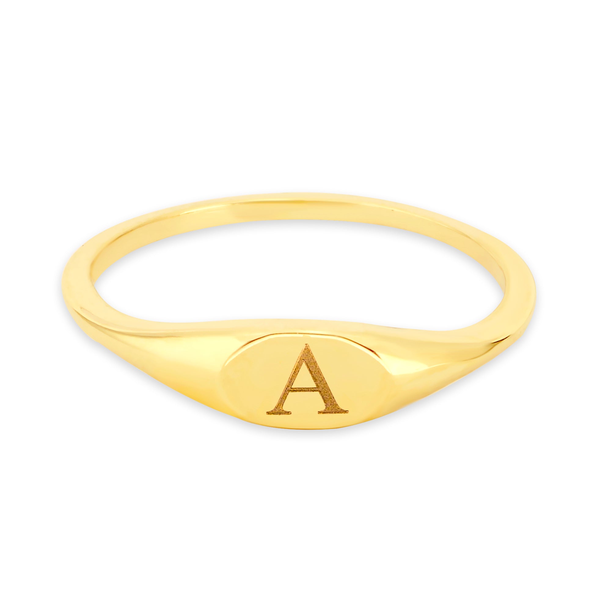 Solid Gold Initial Signet Ring - 10k or 14k