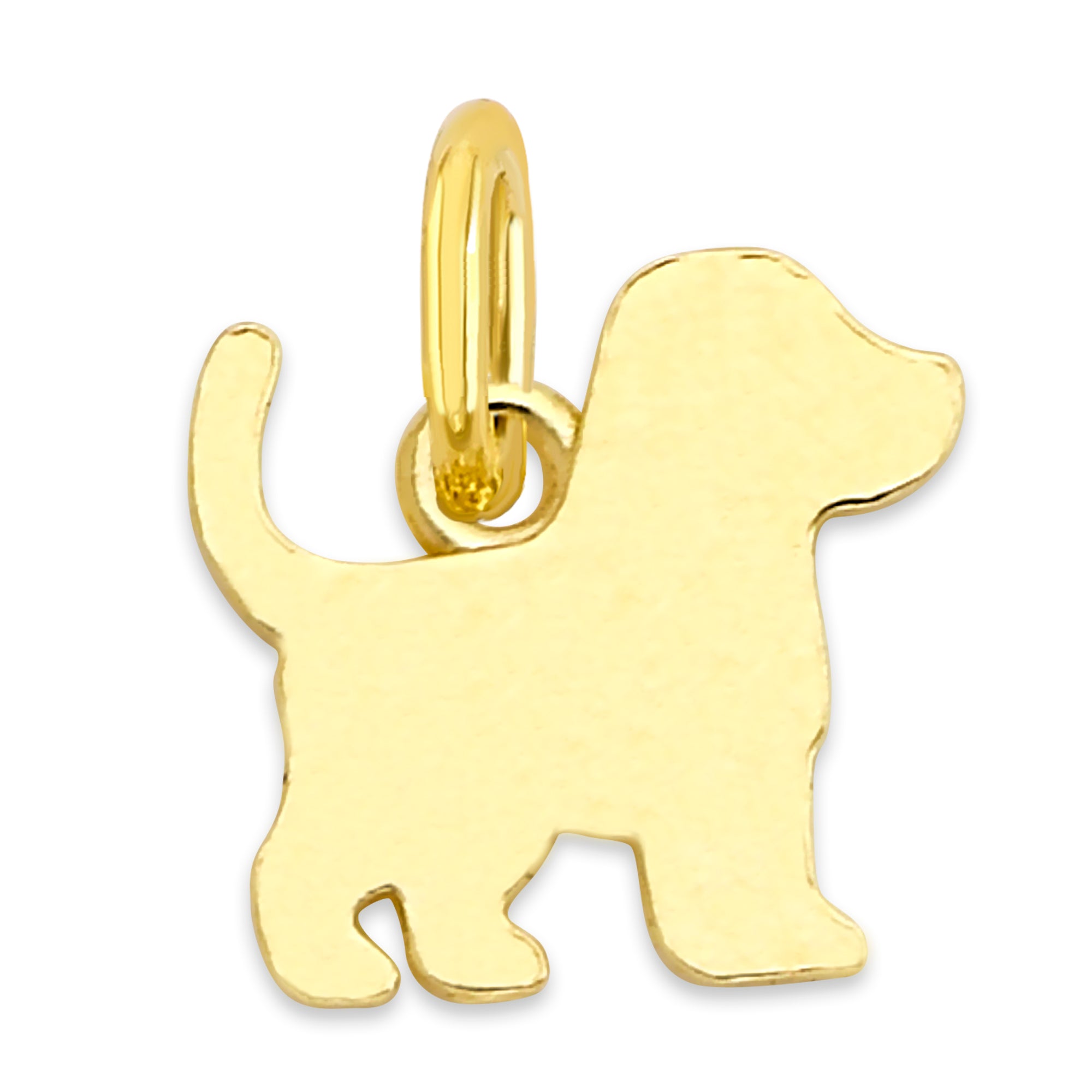Solid Gold Dog Silhouette Charm: 10k/14k Canine Lover Necklace Accessory