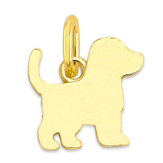Solid Gold Dog Silhouette Charm: 10k/14k Canine Lover Necklace Accessory