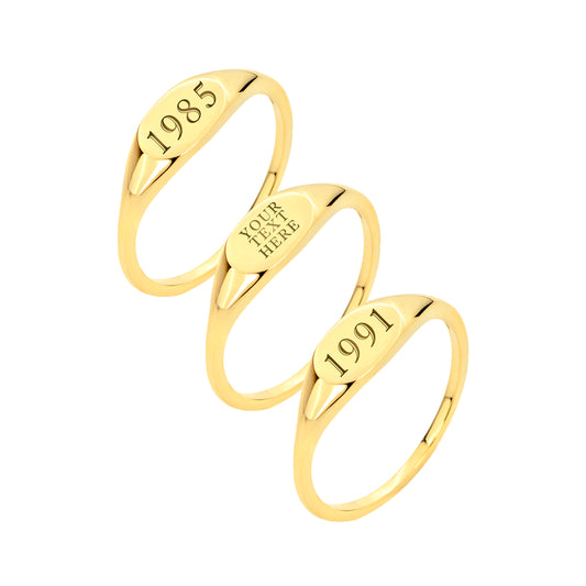Solid Gold Personalized Year Ring - 10k or 14k