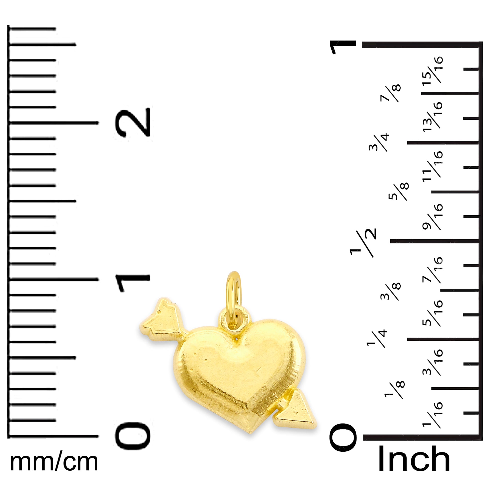 Solid Gold Heart with Arrow Charm - 10k or 14k – Golden Fire Jewelry