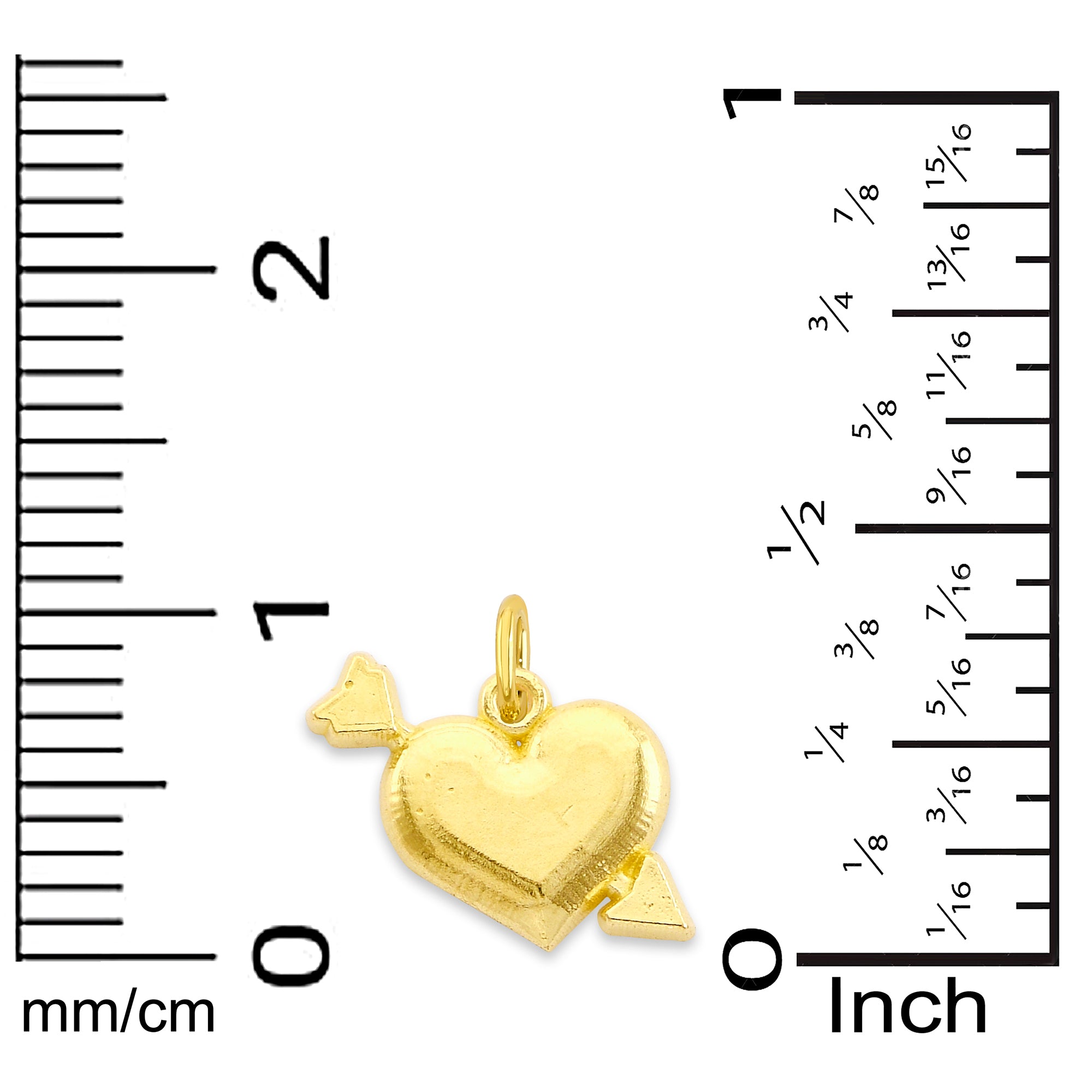 Solid Gold Heart with Arrow Charm - 10k or 14k