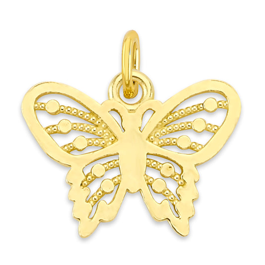 Solid Gold Butterfly Charm with Clasp - 10k or 14k