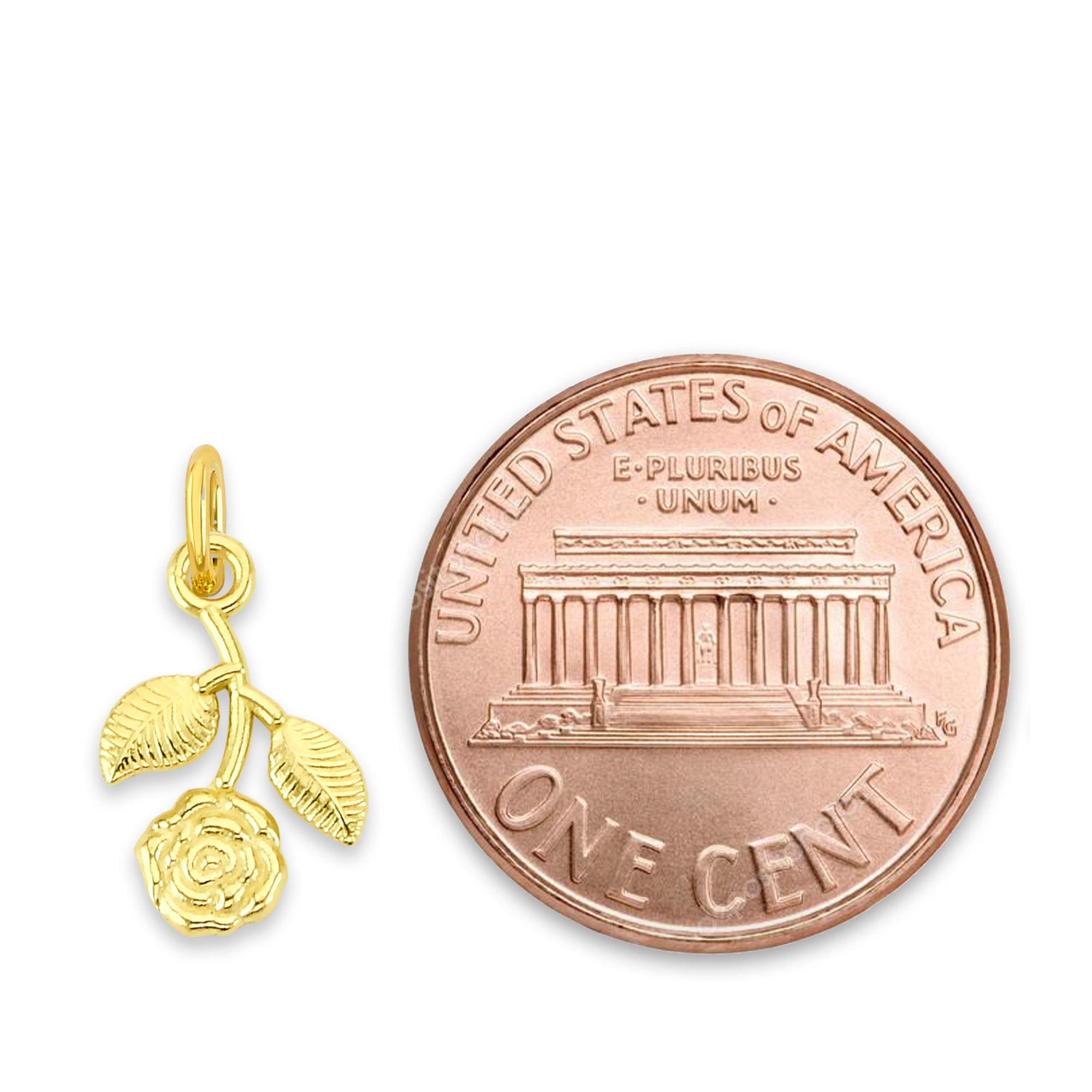 Solid Gold Hanging Rose Charm - 10k or 14k