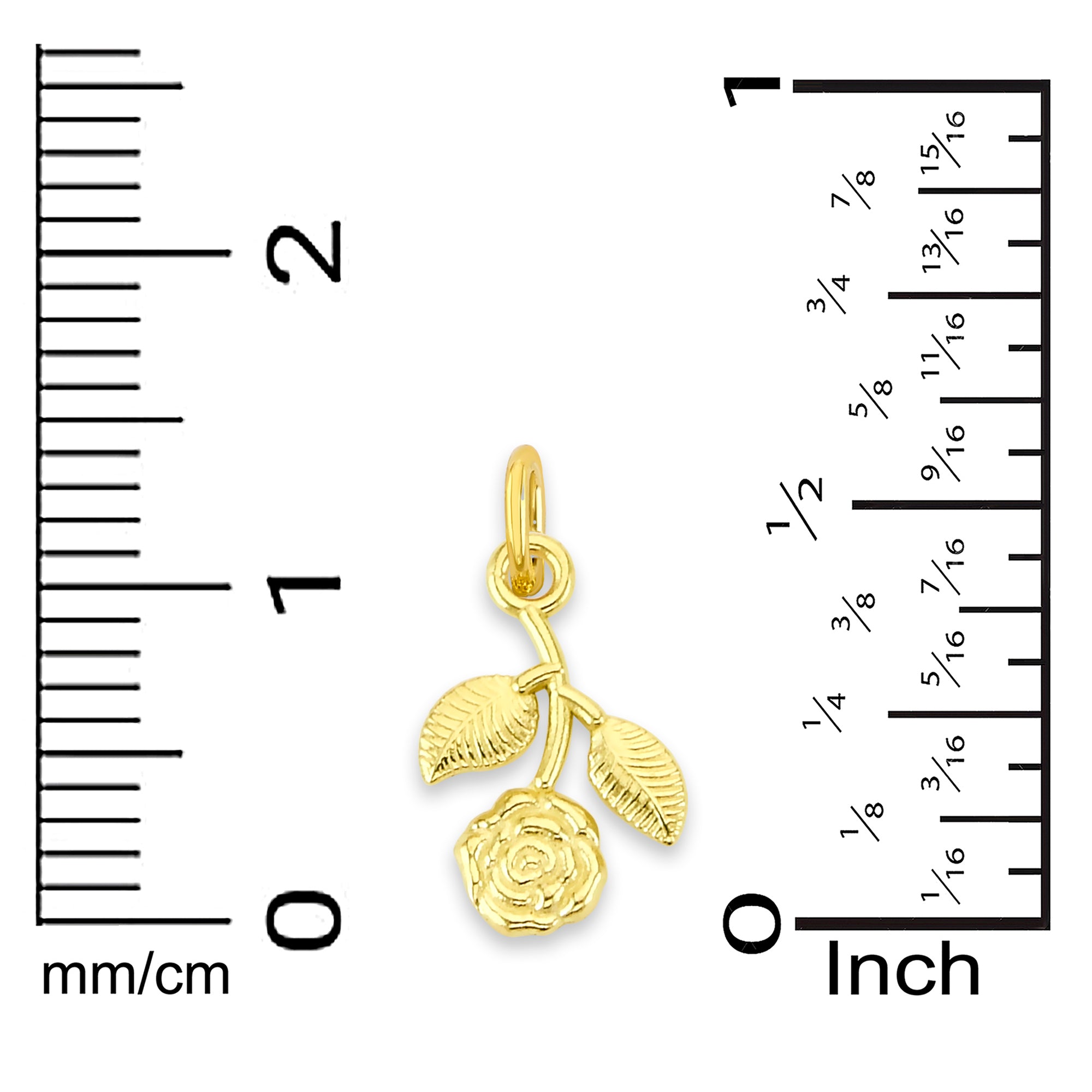 Solid Gold Hanging Rose Charm - 10k or 14k