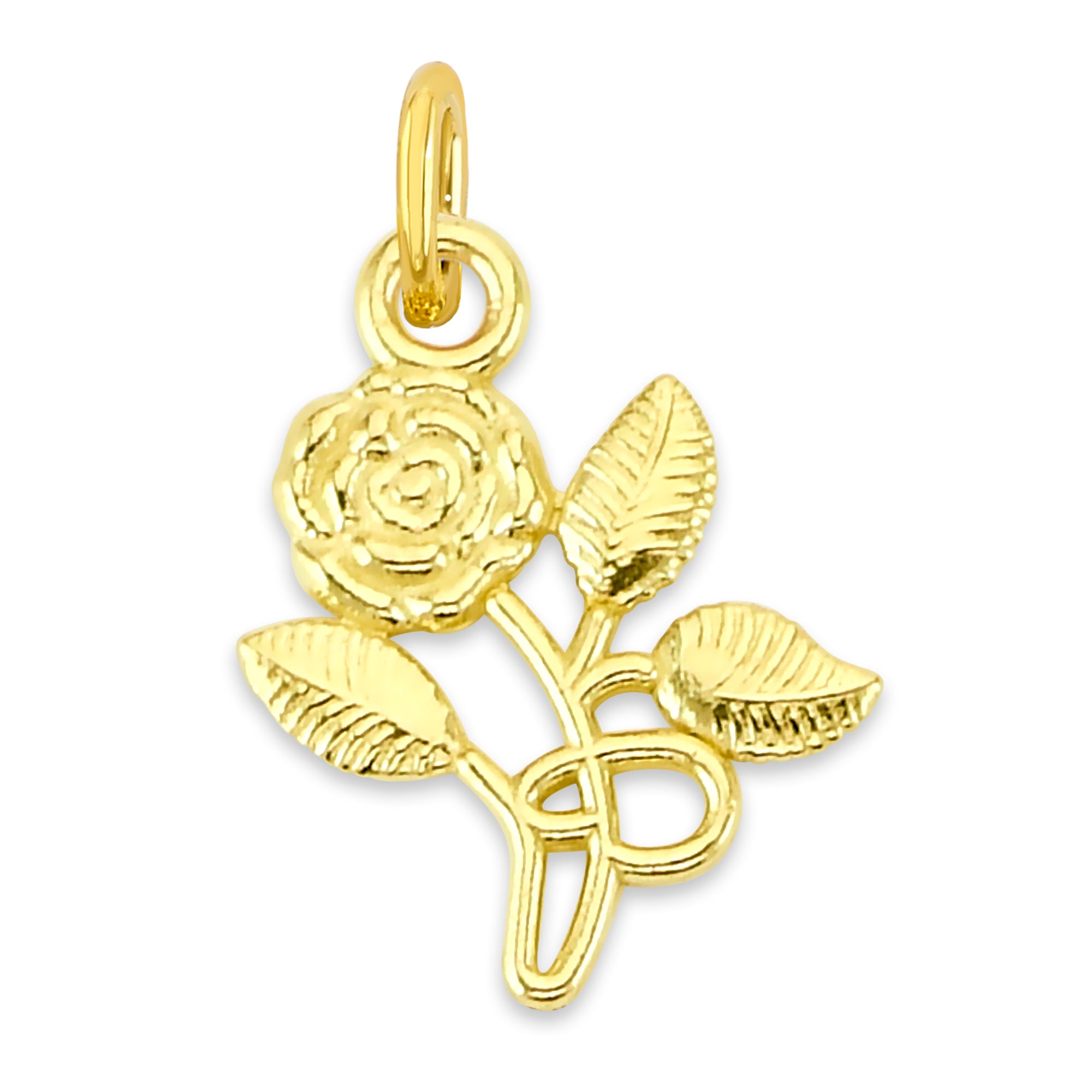Solid Gold Hanging Rose Charm - 10k or 14k