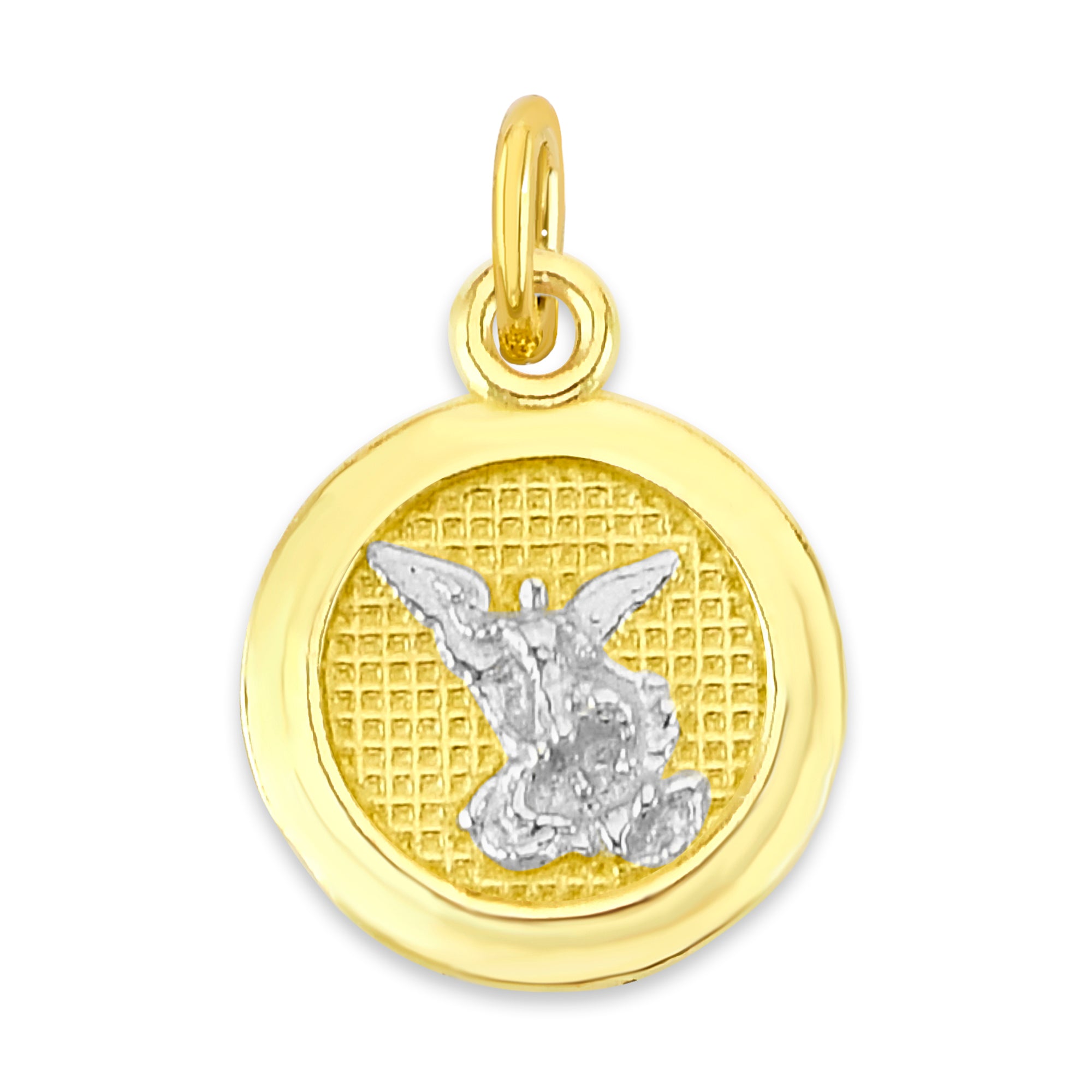 Solid Two-Tone Gold Saint Michael Charm - 10k or 14k