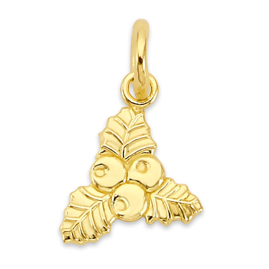 Solid Gold Mistletoe Charm - 10k or 14k