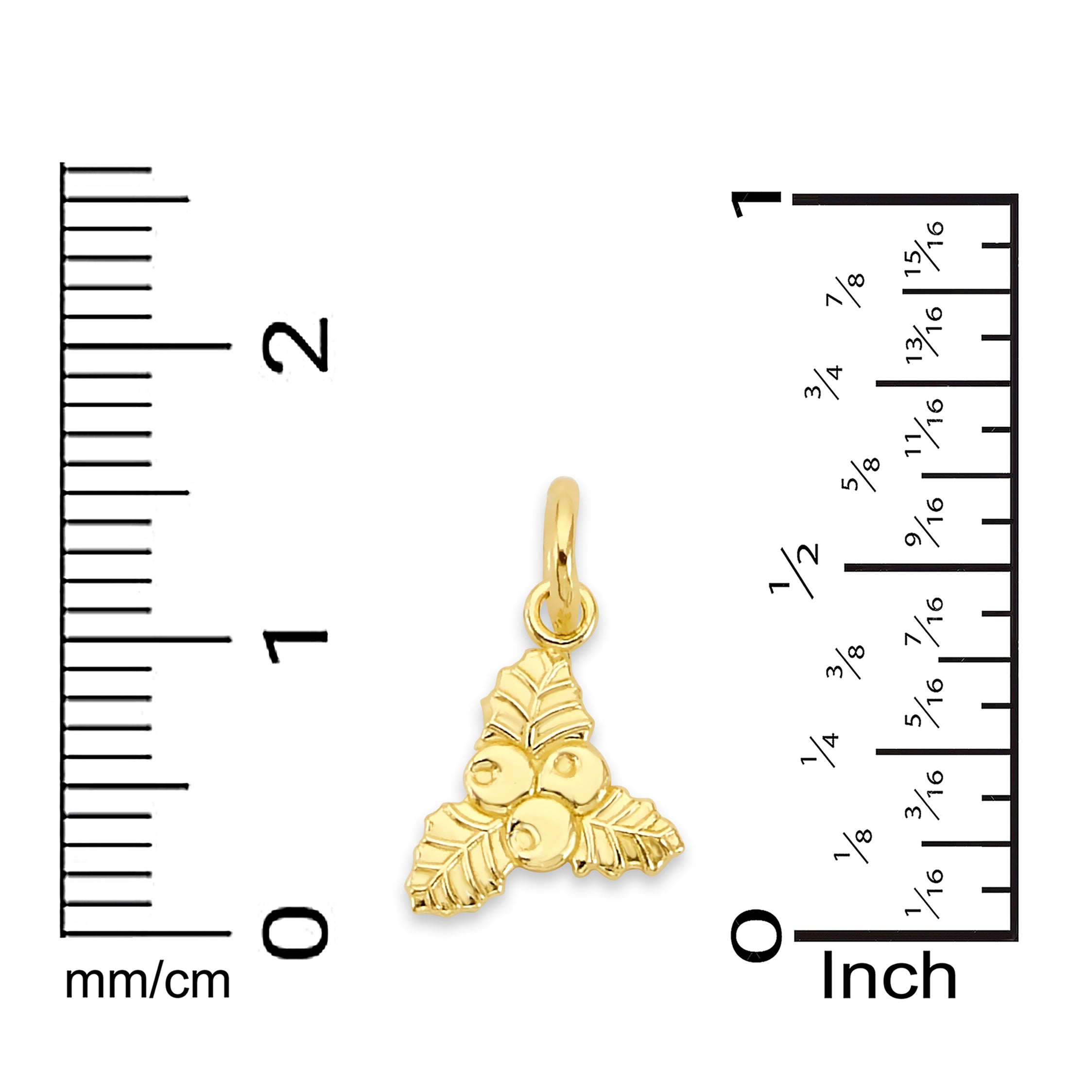 Solid Gold Mistletoe Charm - 10k or 14k