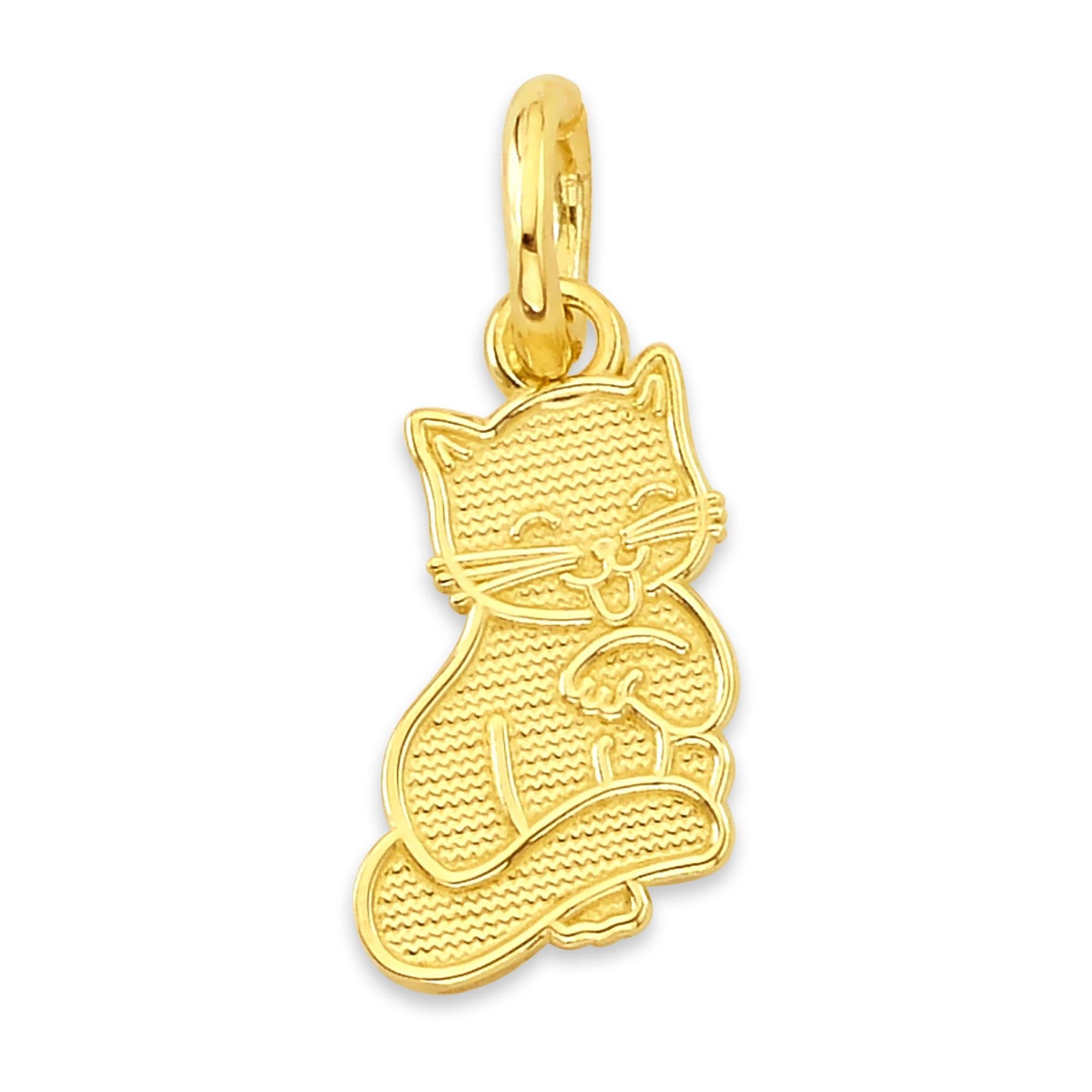 Solid Gold Cat Charm- 10k or 14k
