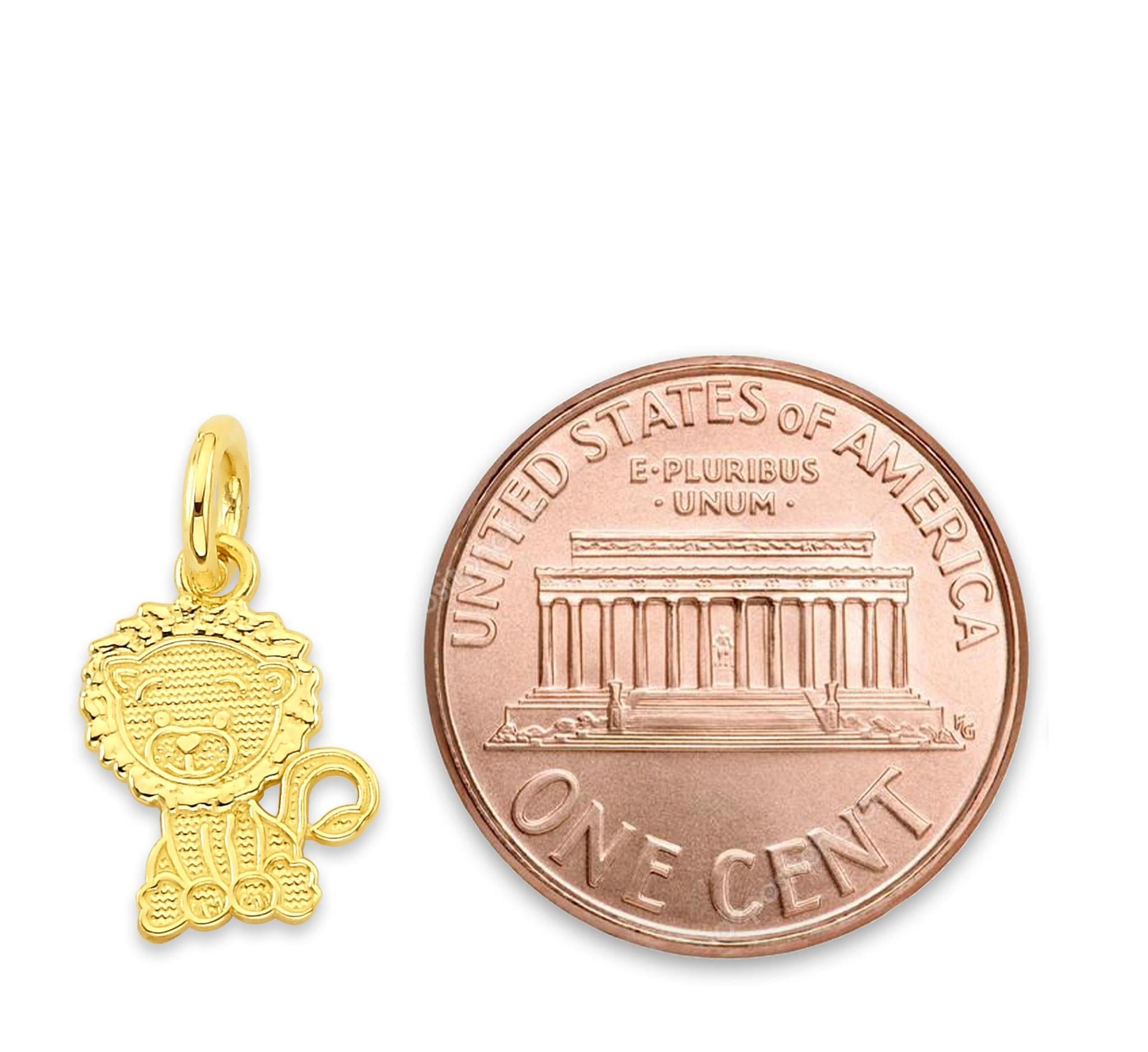 Solid Gold Lion Charm - 10k or 14k