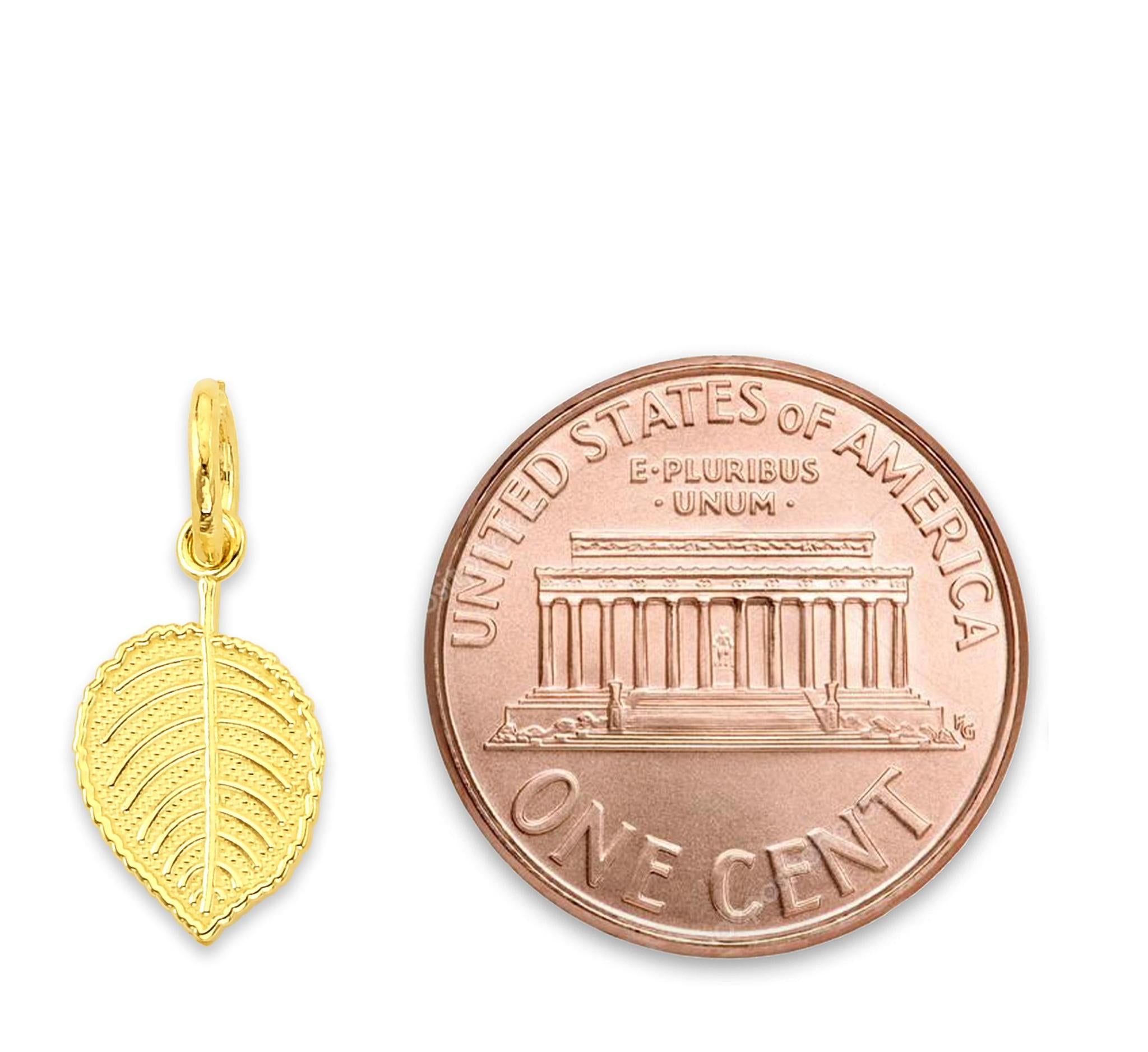 Solid Gold Leaf Charm- 10k or 14k