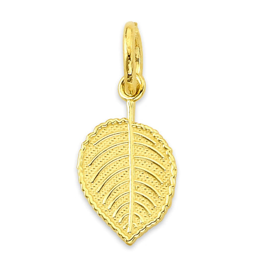 Solid Gold Leaf Charm- 10k or 14k