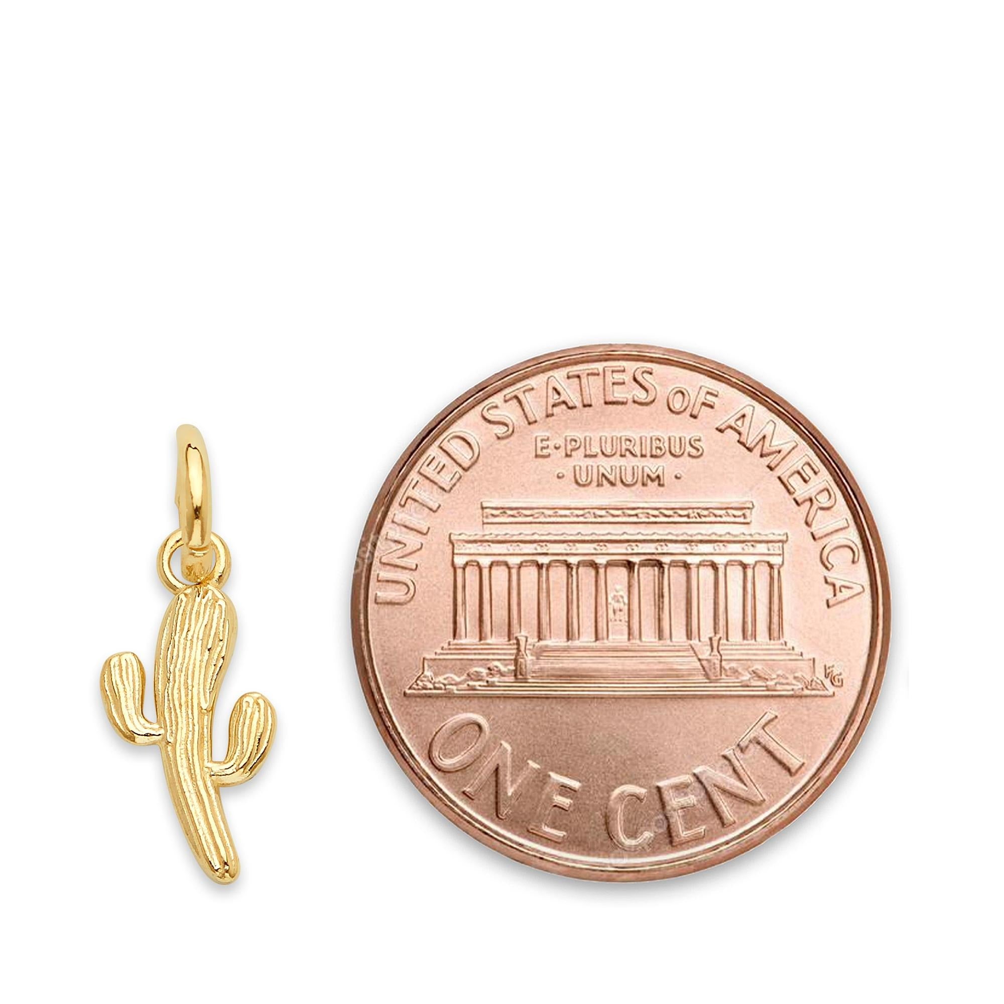 Solid Gold Cactus Charm - 10k or 14k
