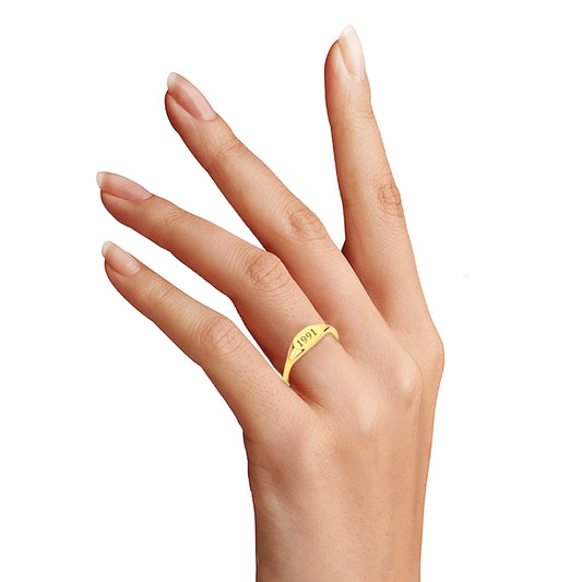 Solid Gold Personalized Year Ring - 10k or 14k