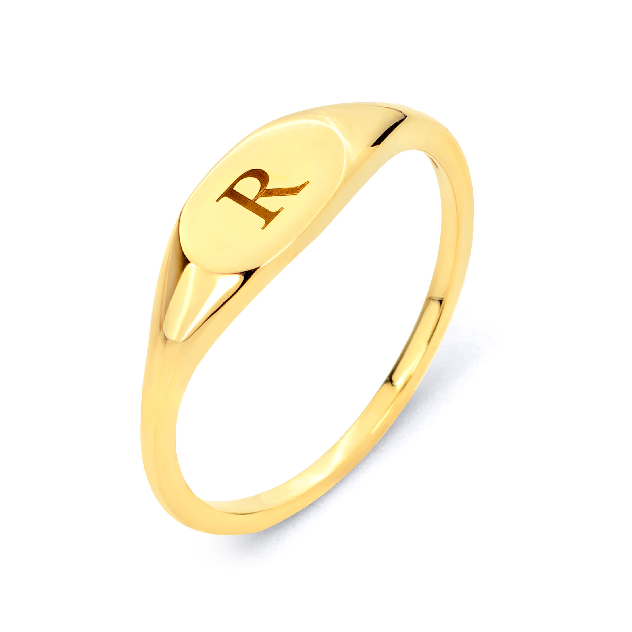 Solid Gold Initial Signet Ring - 10k or 14k