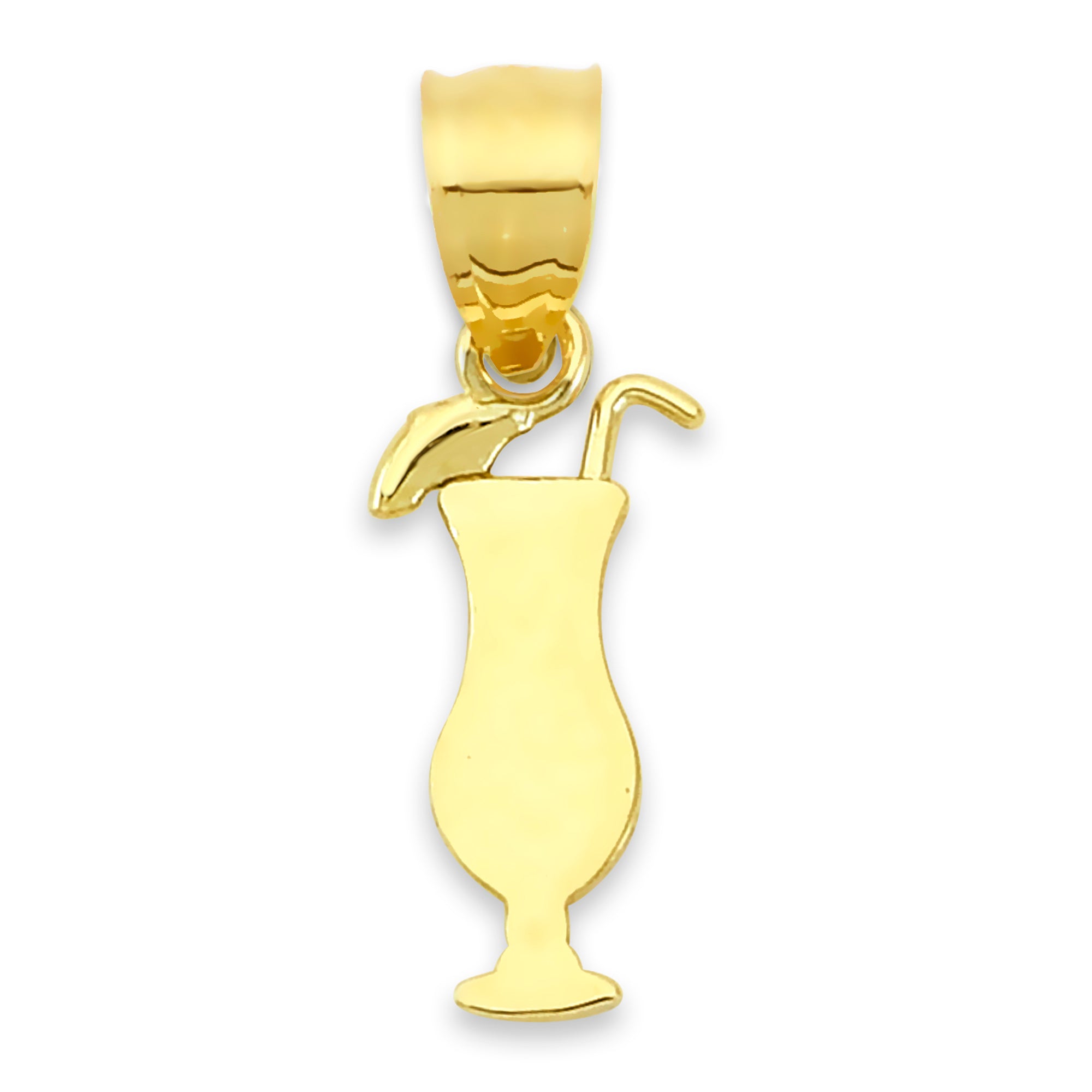 Solid Gold Cocktail Glass Pendant - 10k or 14k