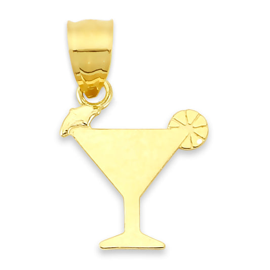 Solid Gold Martini Glass Pendant- 10k or 14k