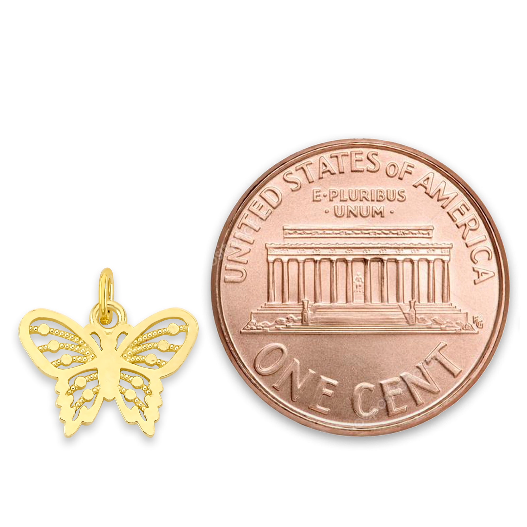 Solid Gold Butterfly Charm with Clasp - 10k or 14k