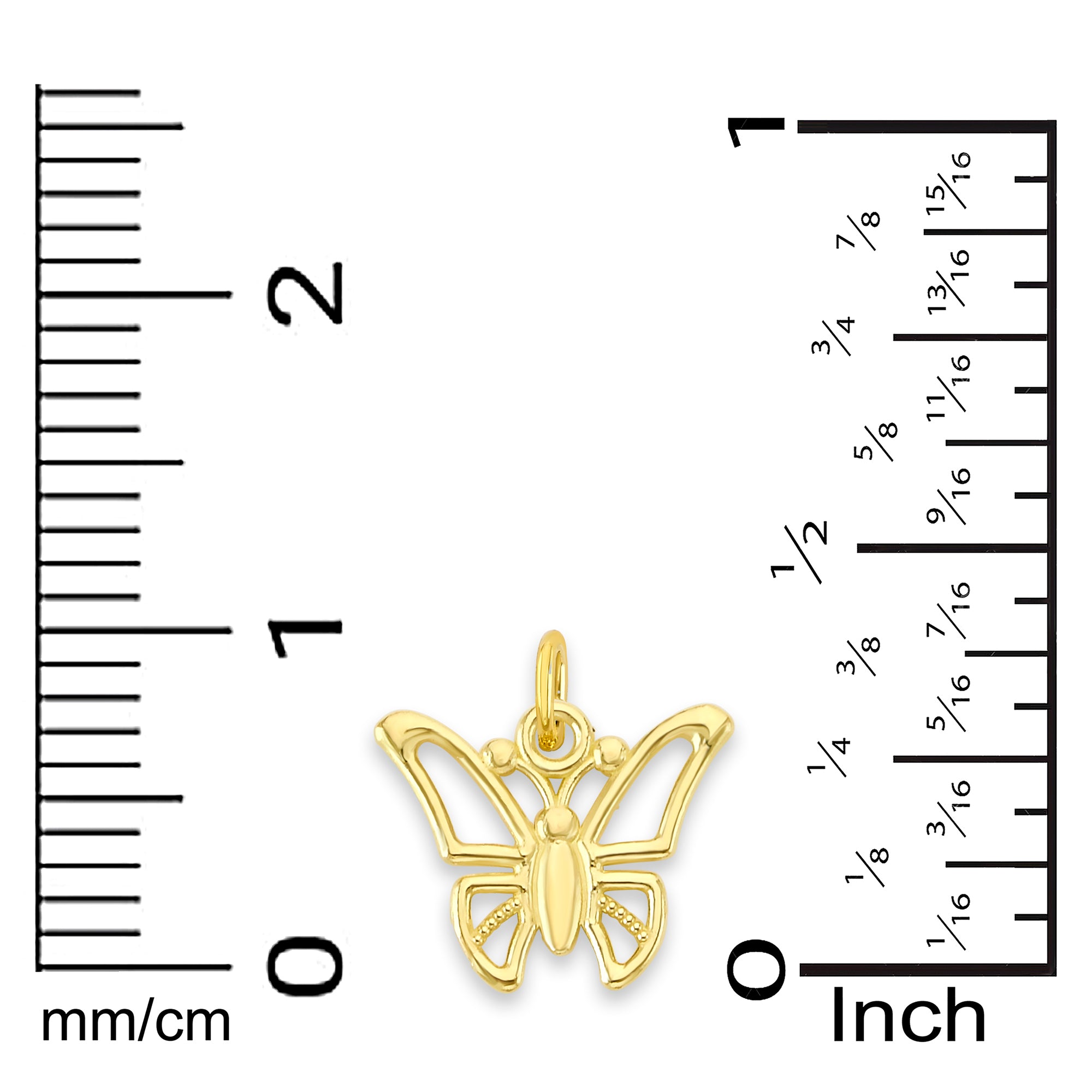 Solid Gold Butterfly Charm with Clasp - 10k or 14k