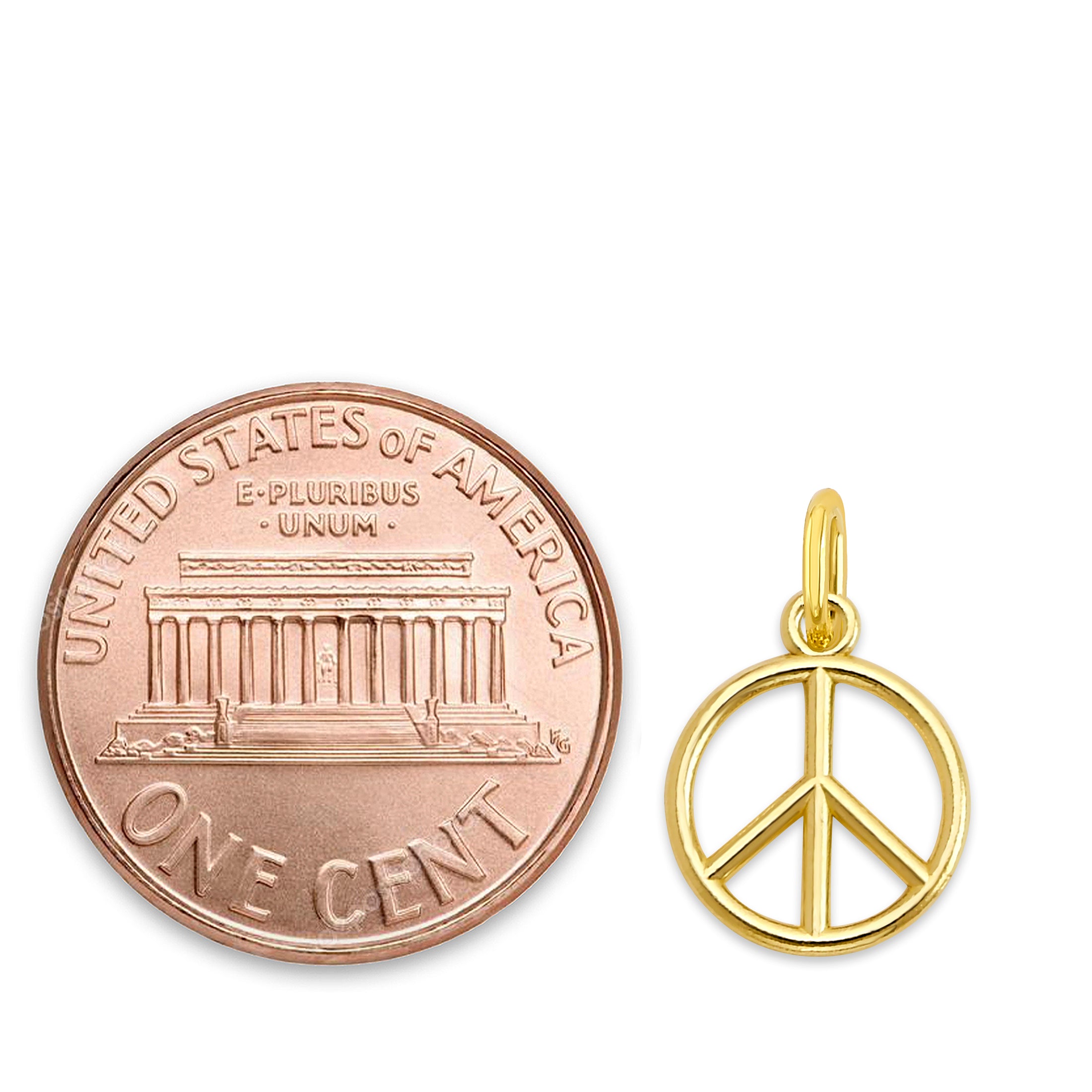 10k/14k Solid Gold Peace Charm - Symbolic Jewelry for Bracelet