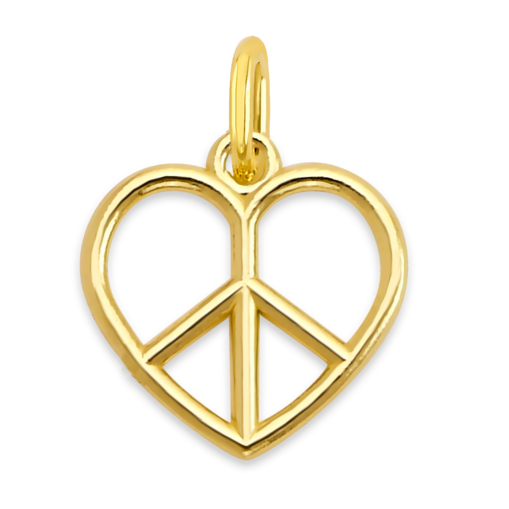 10k/14k Solid Gold Heart Peace Charm - Symbolic Jewelry for Bracelet